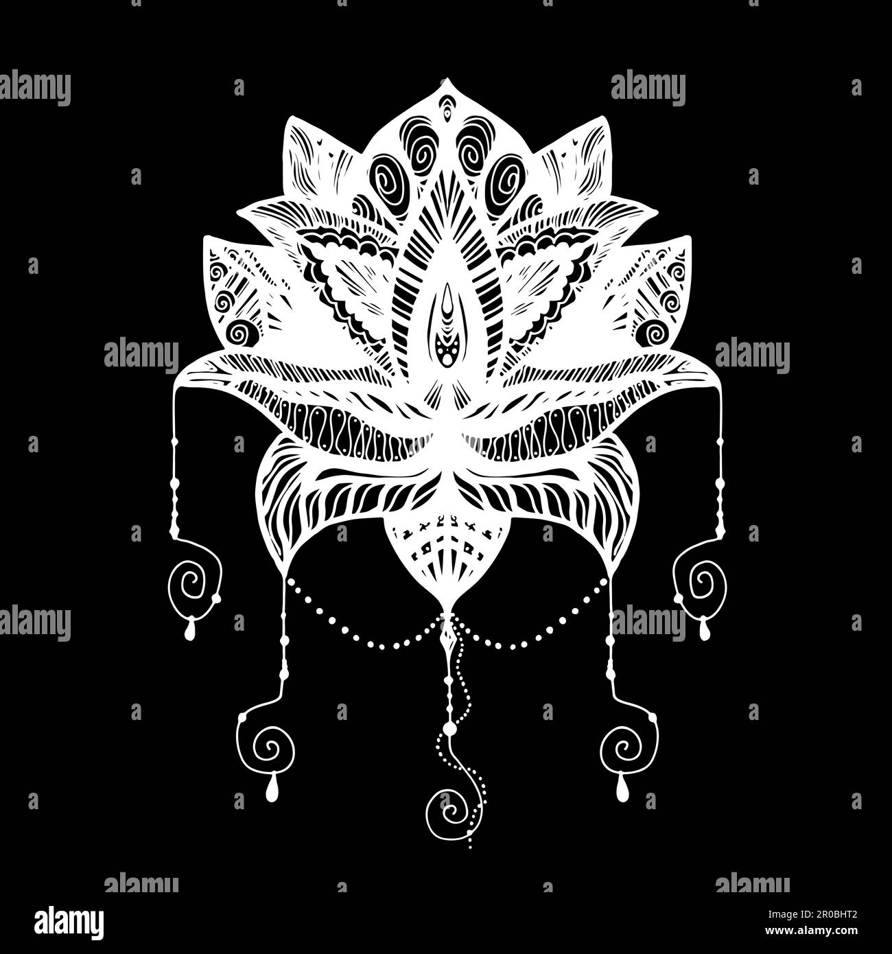 Flower Lotus. Magic symbol for print, tattoo, coloring book,fabric, t