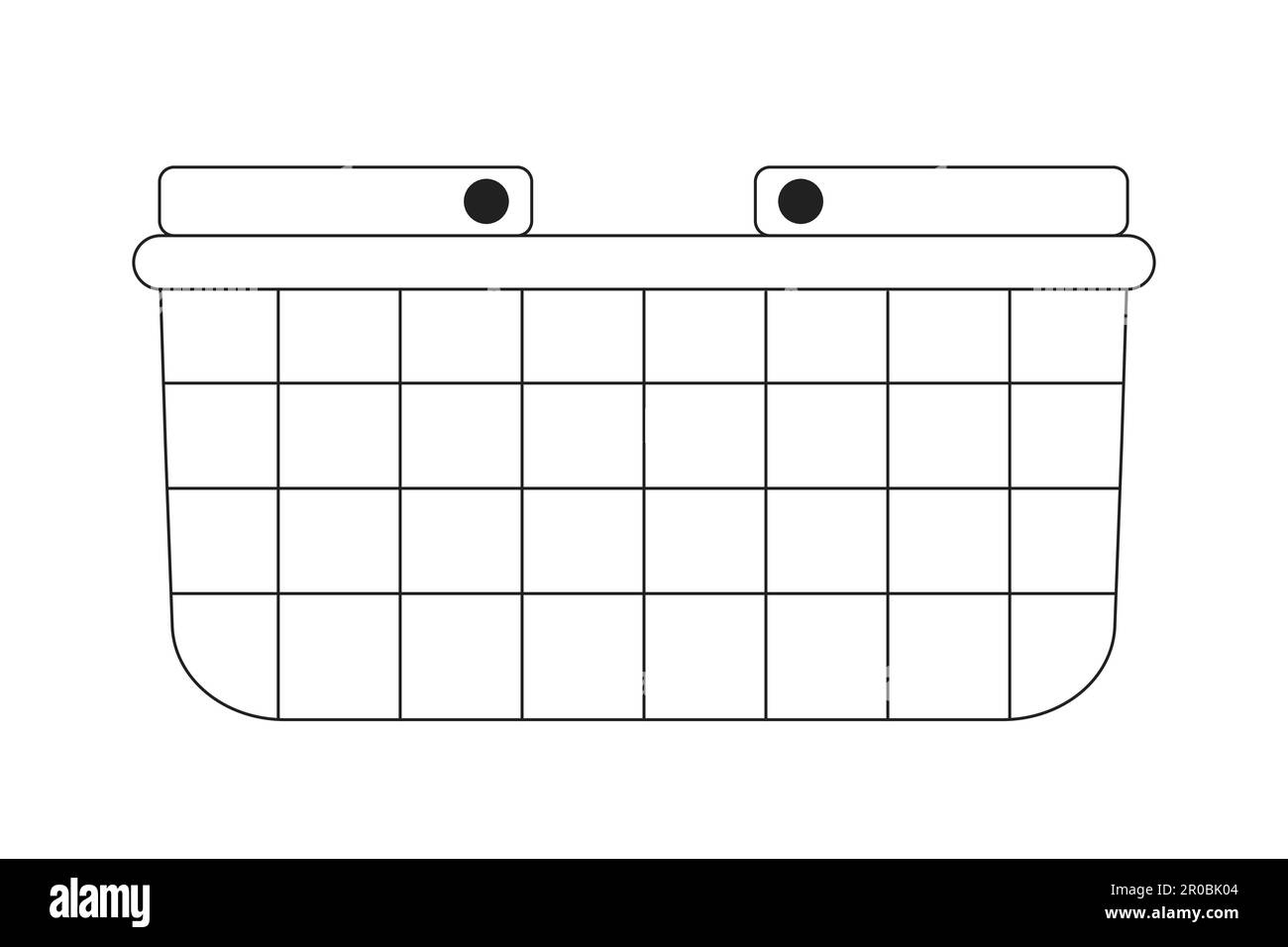 Wire grocery basket with handles monochrome flat vector object Stock Vector