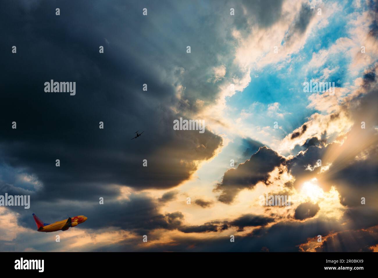 Watching Air Planes Fly Away Stock Photo