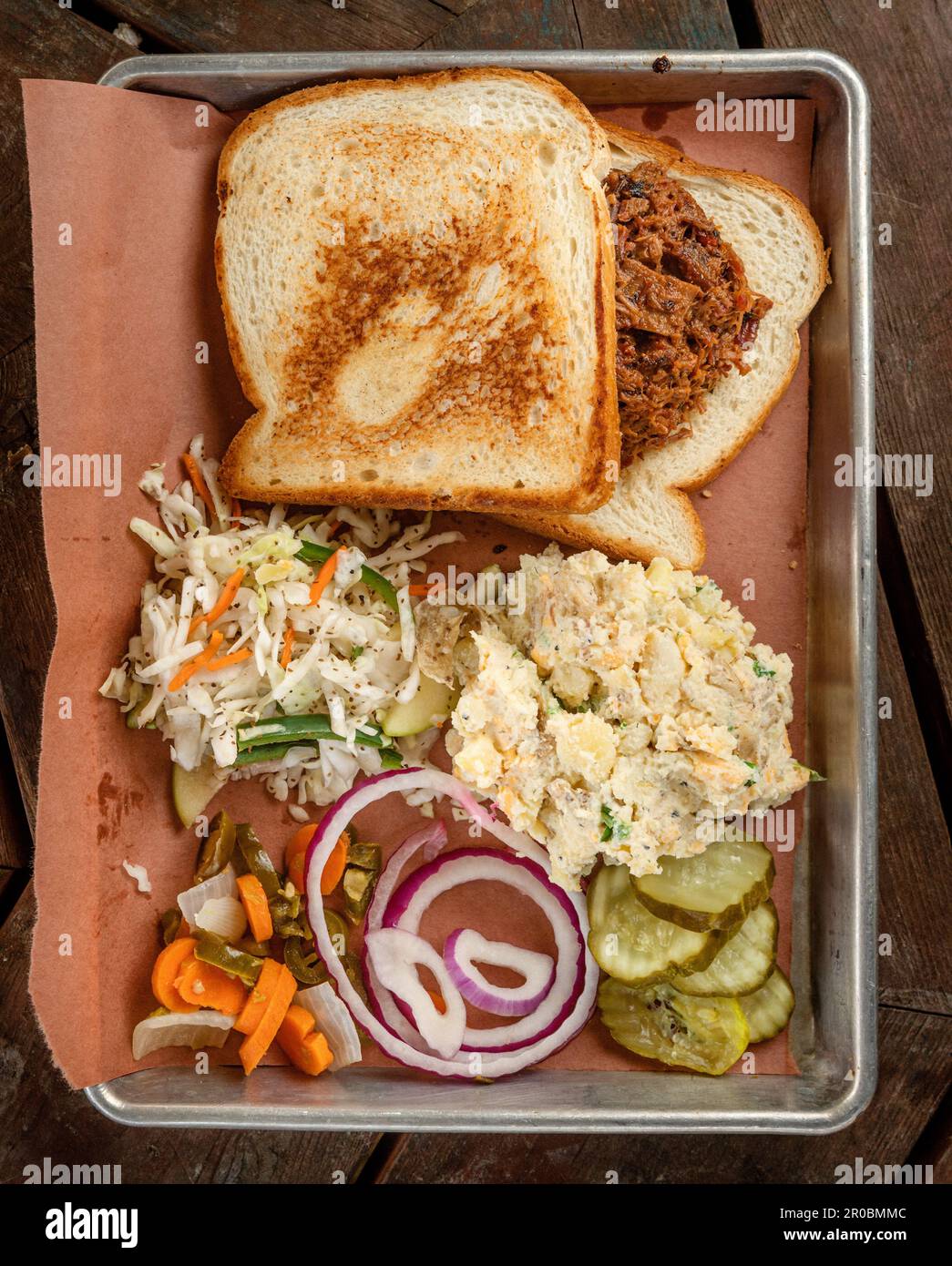 A Tray of Texas Barbecue Stock Photo