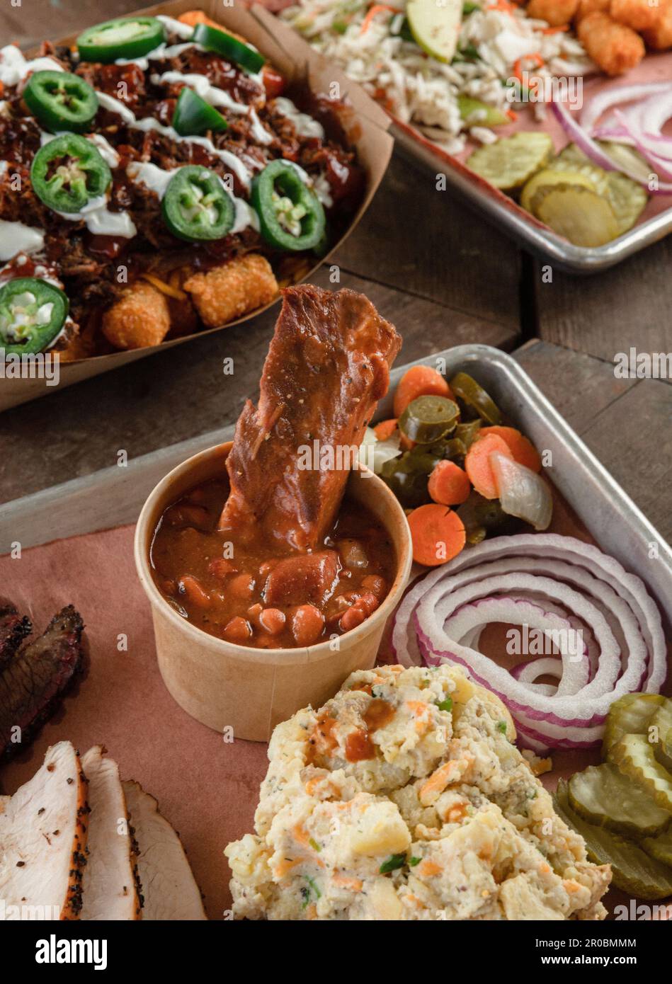A Table Full of Texas Barbecue Stock Photo Alamy