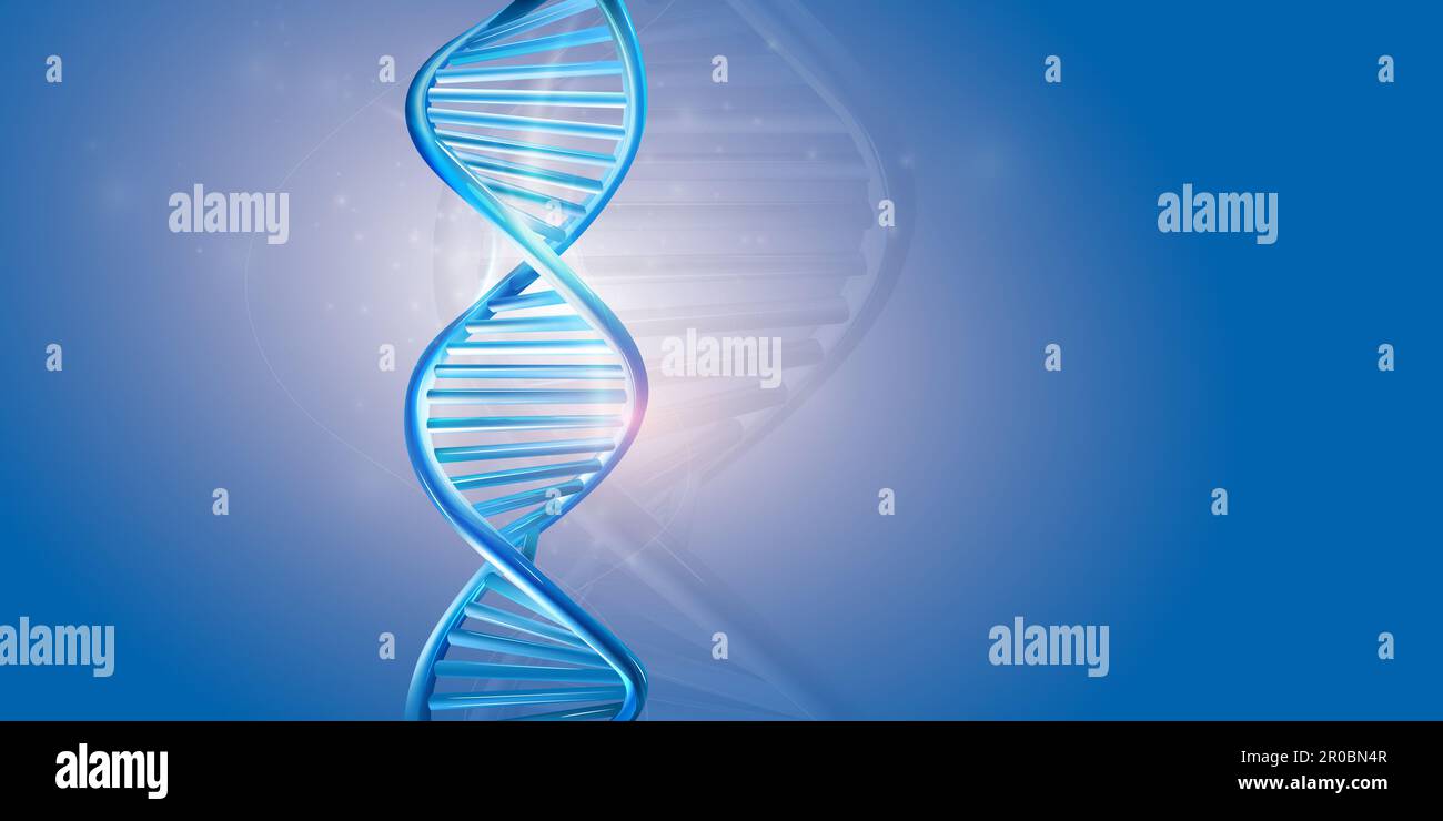 Double helix DNA on a blue background Stock Photo - Alamy