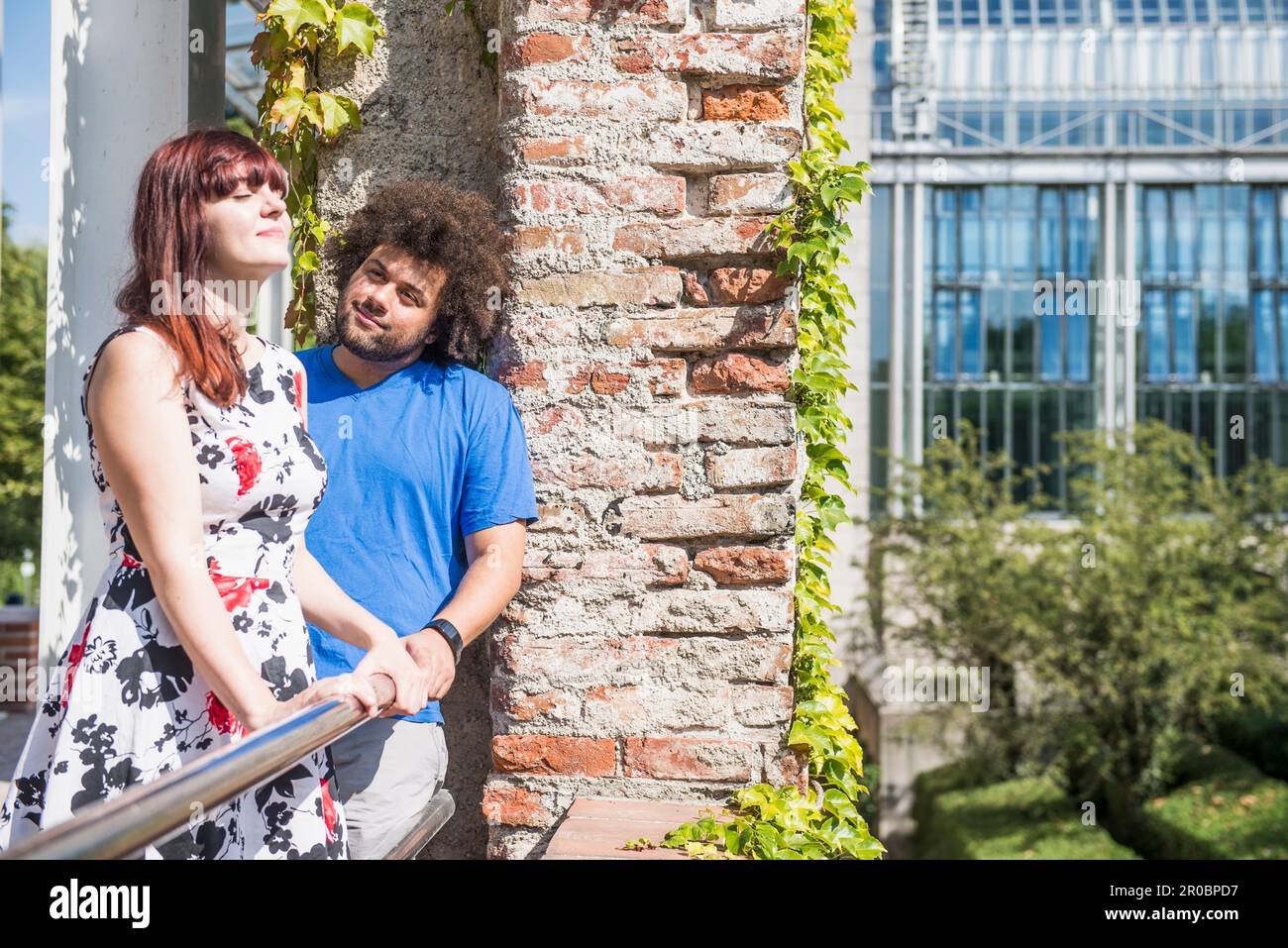 Relaxed young couple spending time outdoors Stock Photo