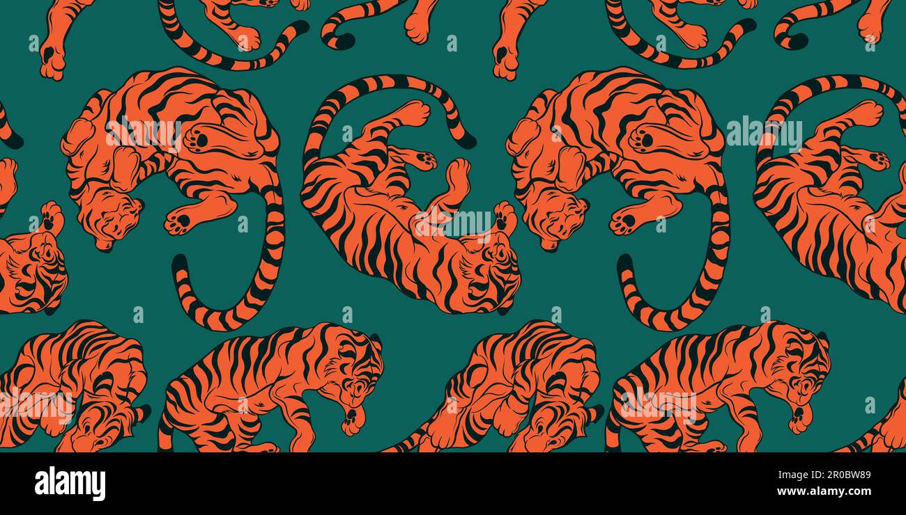 Background vector tiger. Tigers in motion. Colored background with ...