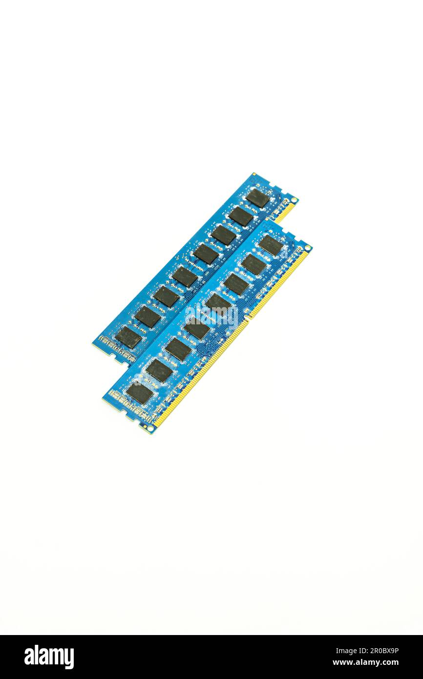 An 8GB ddr3 memory board on a white surface Stock Photo