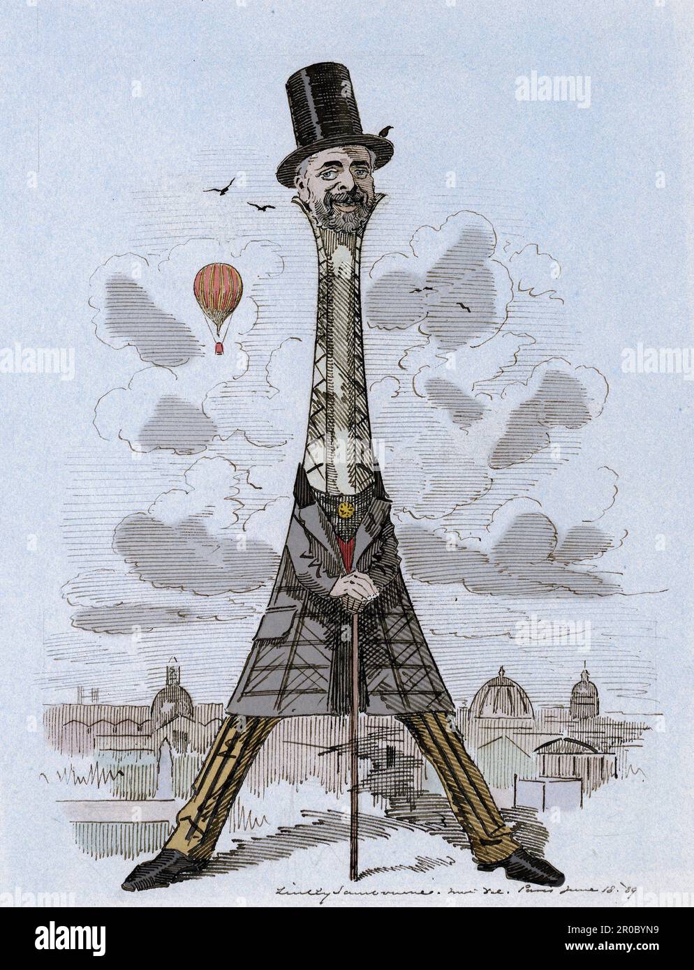 Gustave Eiffel (1832-1923) d'apres Linley Sambourne (1844-1910)  'Punch'  1889 Stock Photo