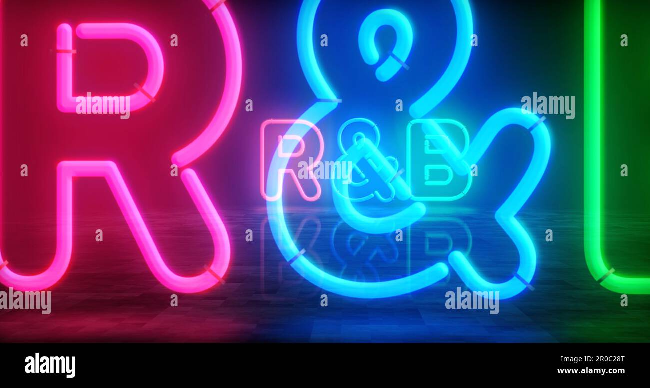 R&B Rhythm and blues neon symbol. Entertainment Rhythm and blues music ...