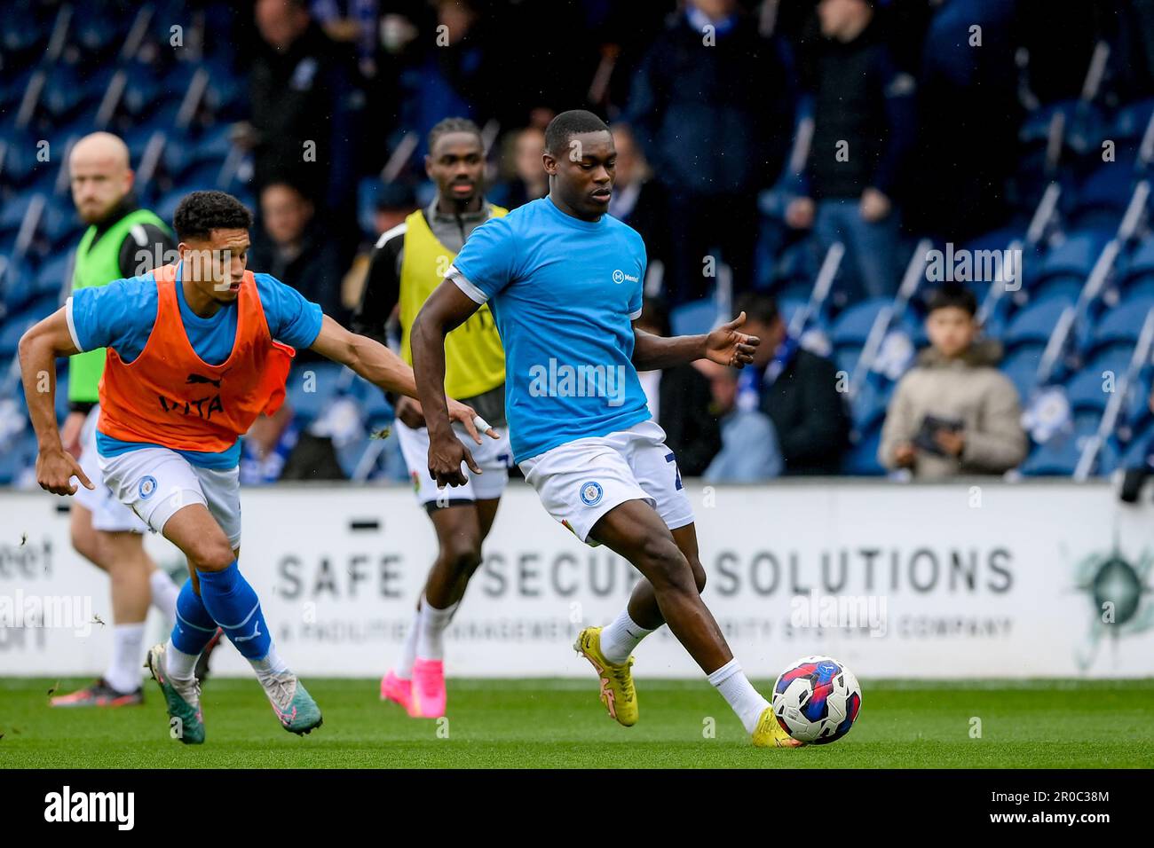 Isaac Olaofe 20 of Stockport County during the warm up for the game in