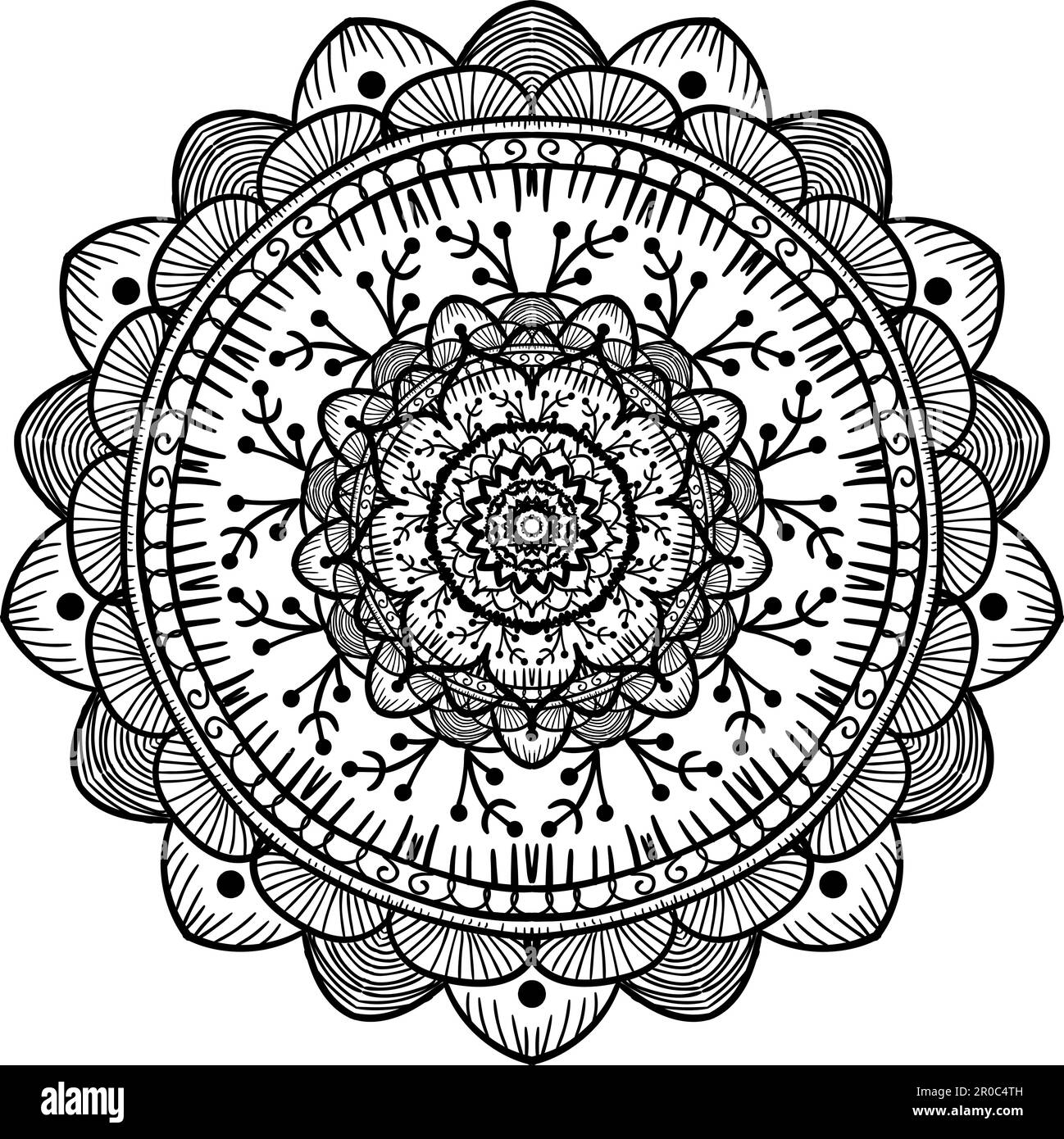 Hand drawn Mandala in arabic, indian, islam and ottoman culture decoration style. Ethnic geometric ornamental background. Magic vintage template of gr Stock Vector