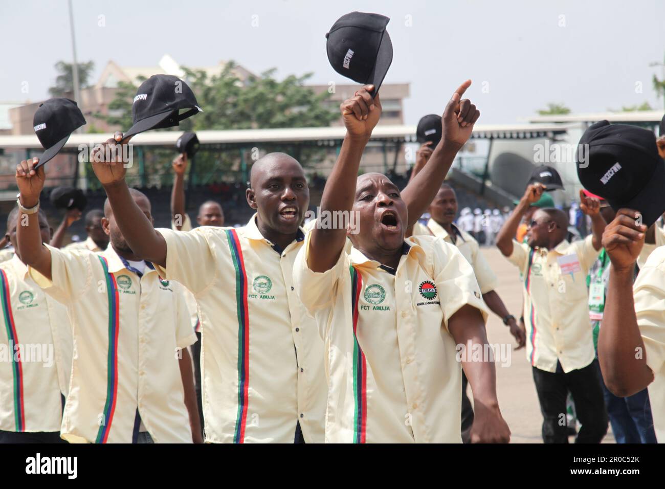 Nigerian workers gather for the International Workers' Day at the
