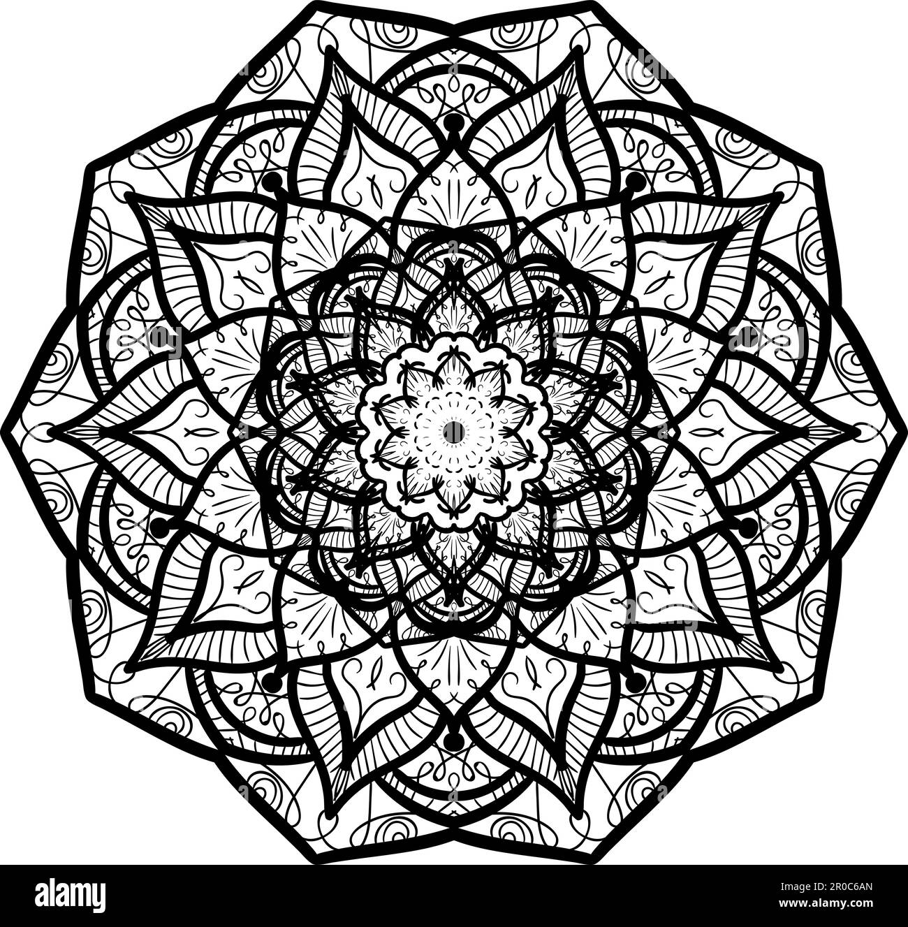 Hand drawn Mandala in arabic, indian, islam and ottoman culture decoration style. Ethnic geometric ornamental background. Magic vintage template of gr Stock Vector