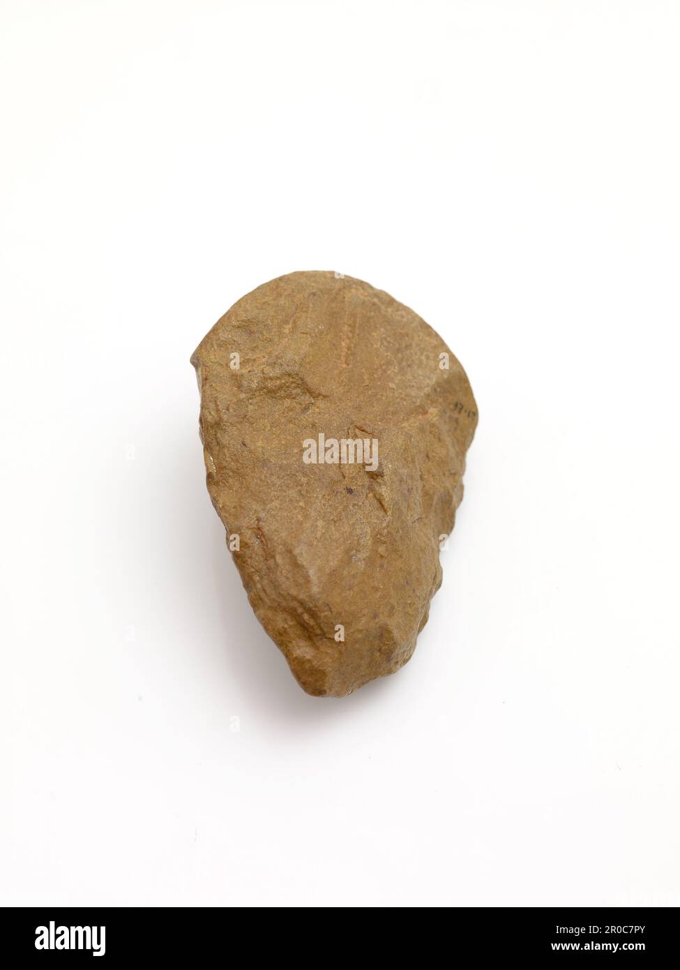 Handaxe, Palaeolithic Period. Quartzite handheld axe. Found in Saltley