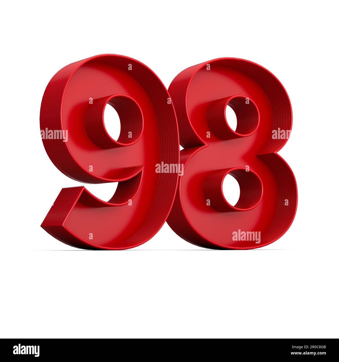 High-resolution image of a single bold, bright red number 98 isolated ...