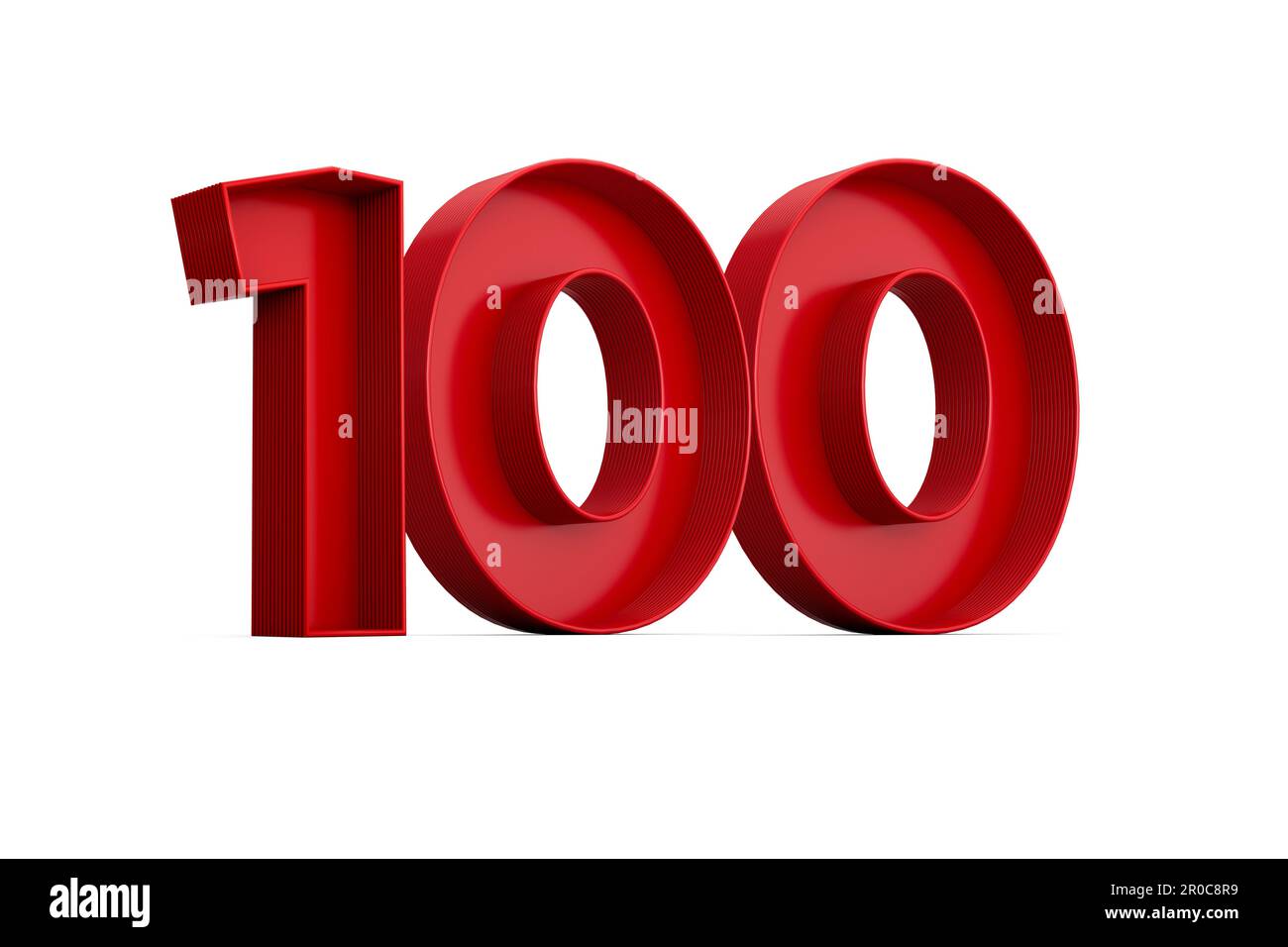 A bright red number 100 isolated on white background Stock Photo