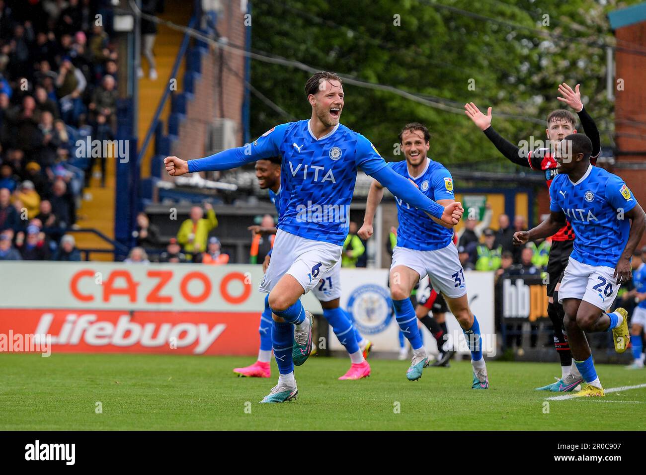 Stockport, UK. 08th May, 2023. Fraser Horsfall 6 of Stockport County