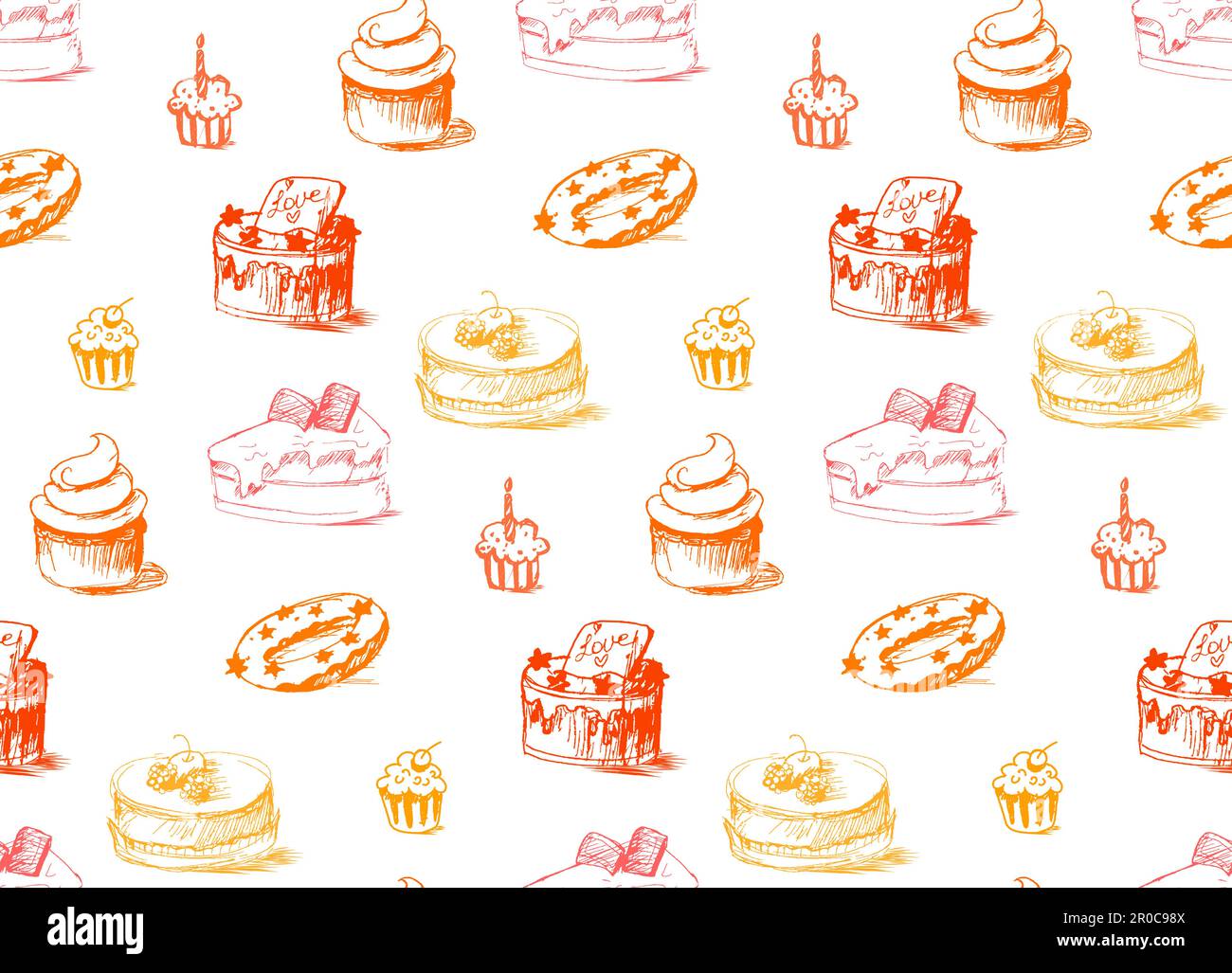 Tasty Cakes Seamless Pattern. Cream Food Background. Bakery sticker and ...