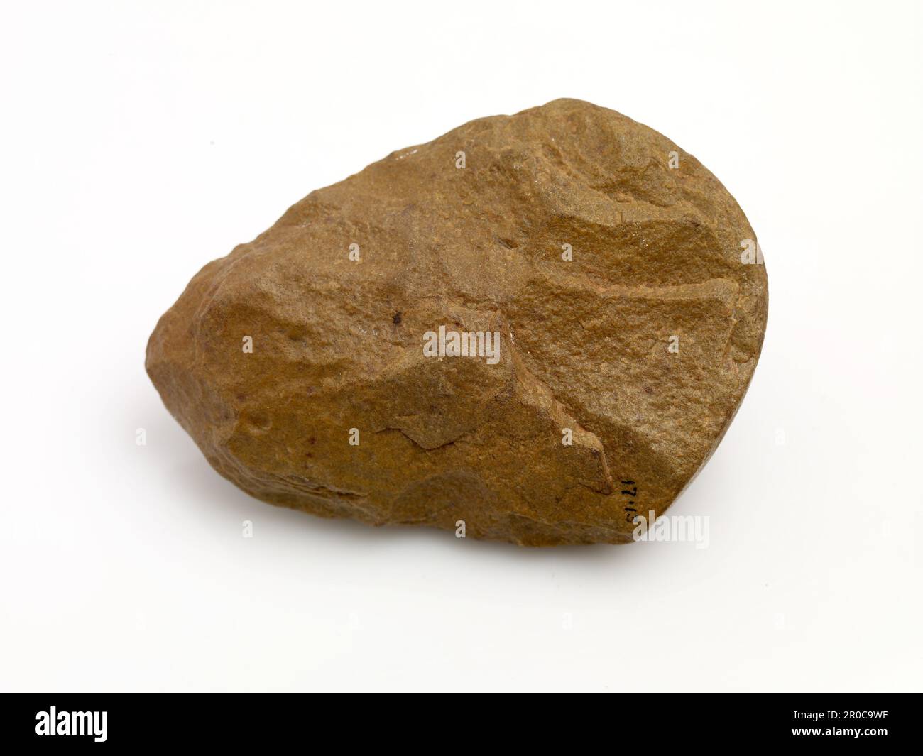 Handaxe, Palaeolithic Period. Quartzite handheld axe. Found in Saltley