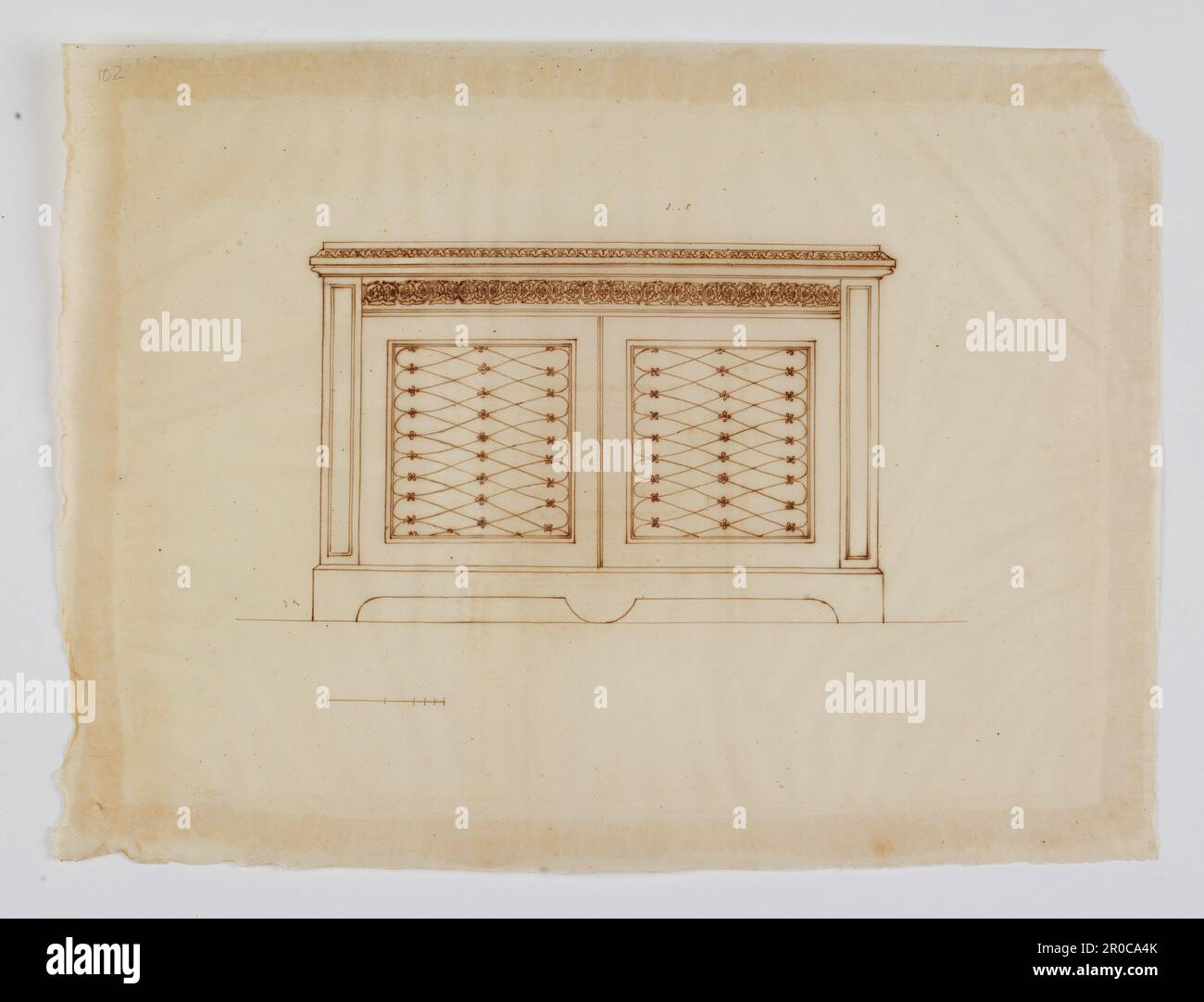 Wilkinson Tracing, Design for a rectangular cabinet, 1820. Ink on ...
