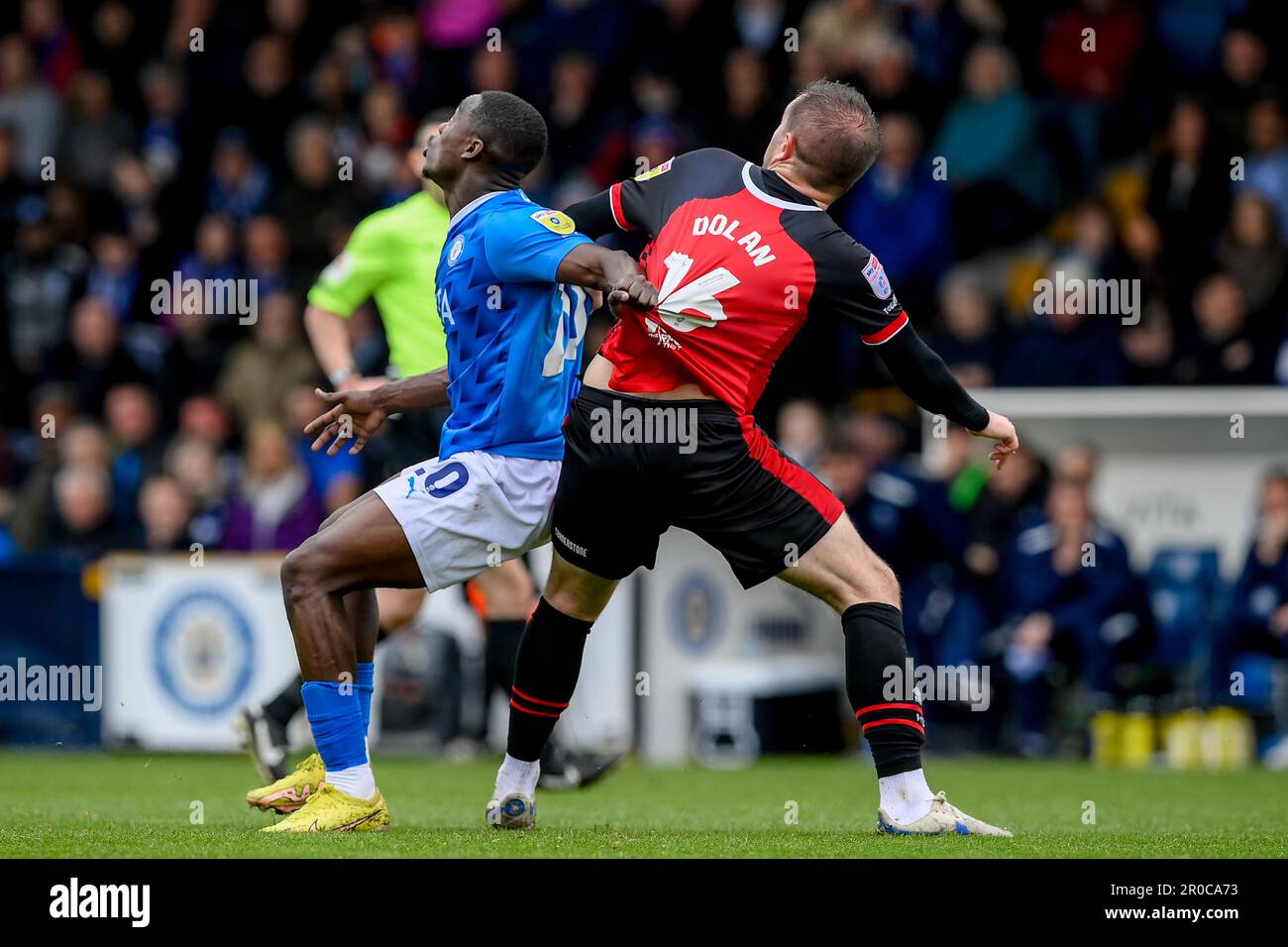 Stockport, UK. 08th May, 2023. Isaac Olaofe 20 of Stockport County