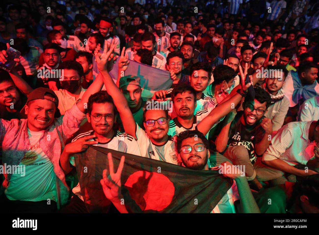 Crazy Argentina football fans of Bangladesh watching Argentina and