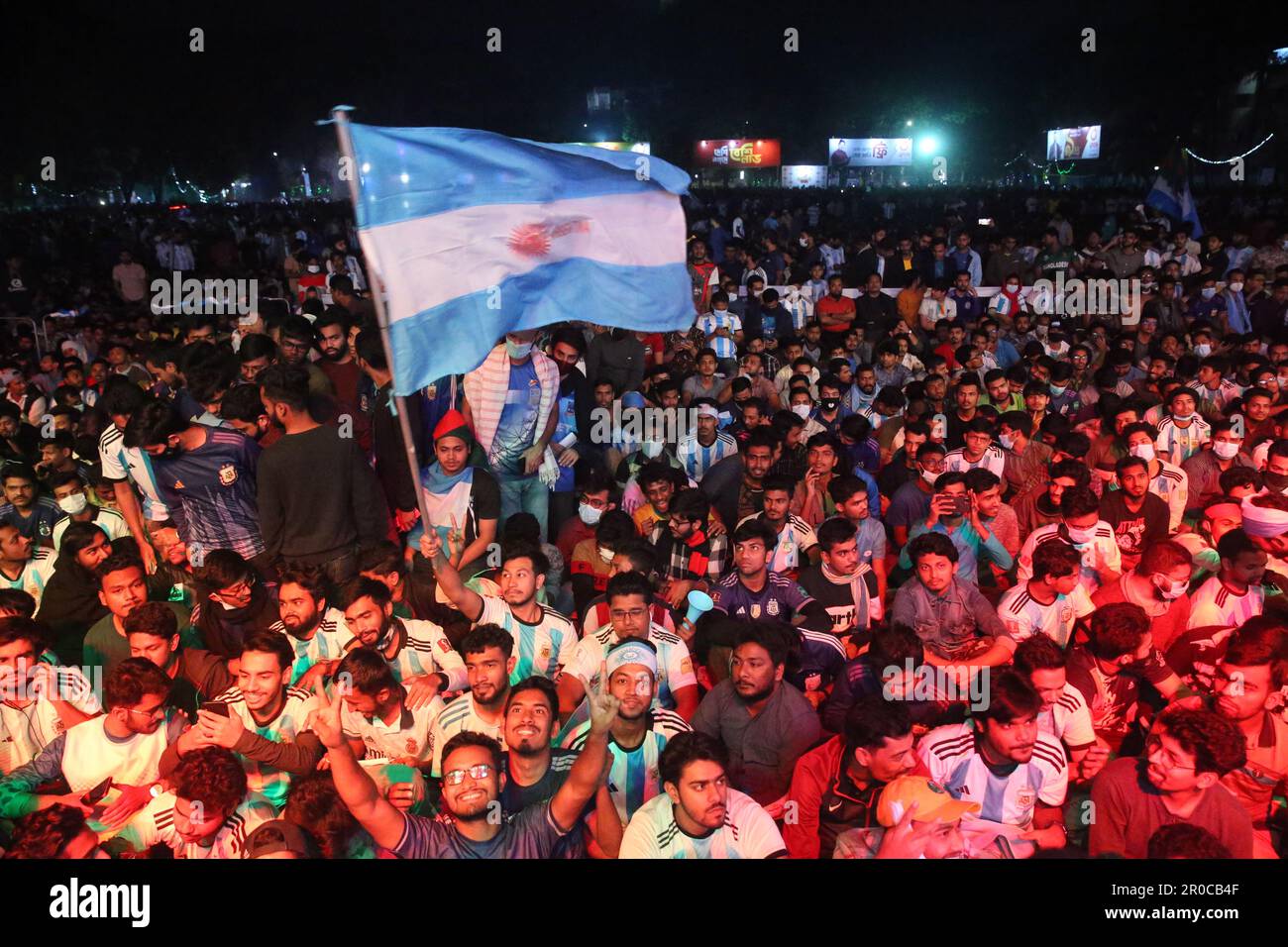 Crazy Argentina football fans of Bangladesh watching Argentina and