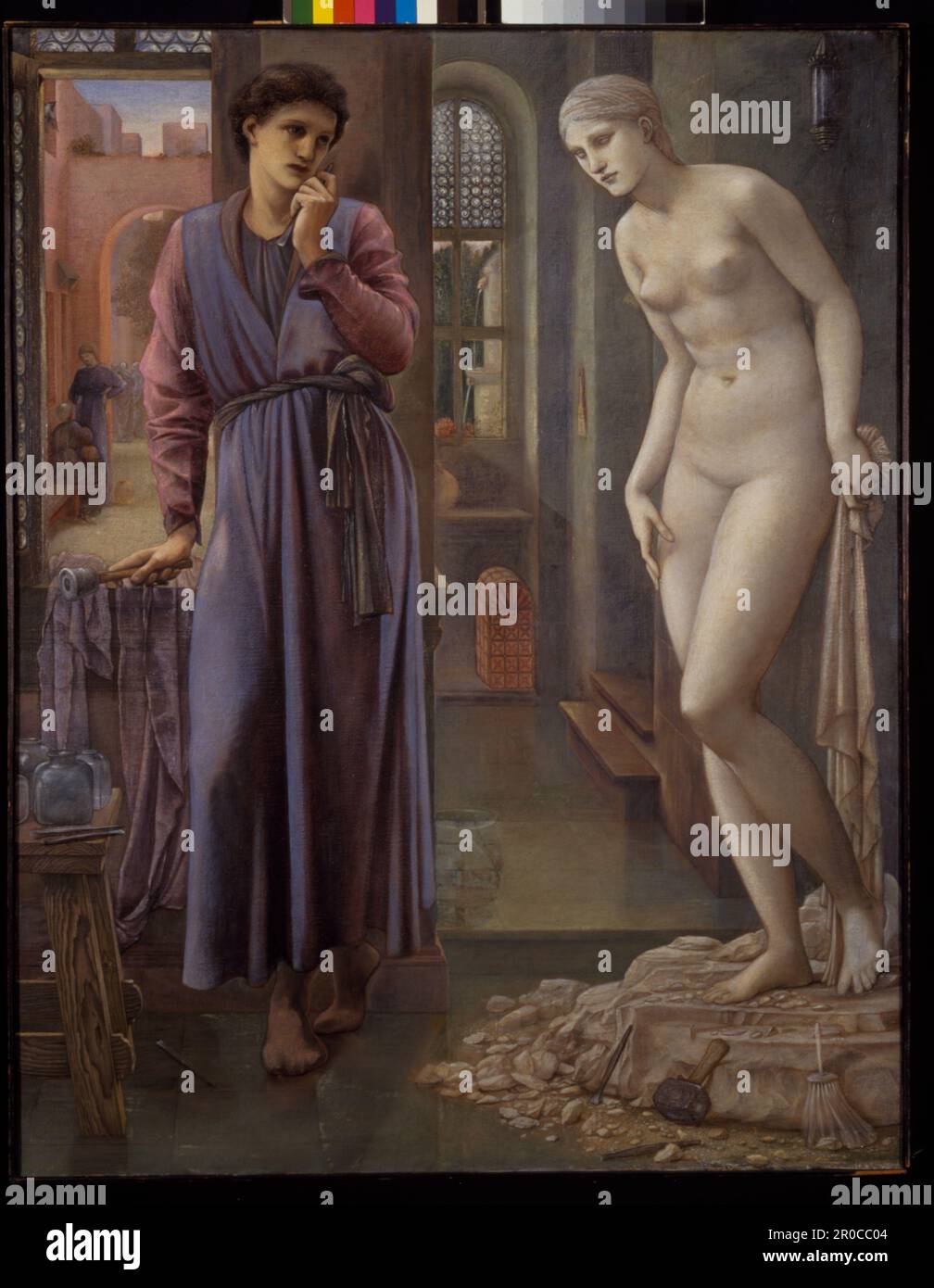 Pygmalion and the Image - The Hand Refrains, 1878. Two in a series of four paintings. Artist: Edward Burne-Jones. Oil On Canvas Stock Photo