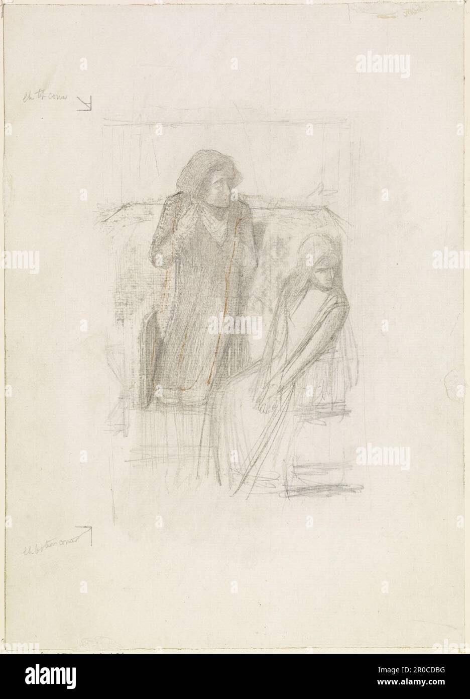 Hamlet and Ophelia - Compositional Sketch, 1854. Artist: Dante Gabriel Rossetti Stock Photo