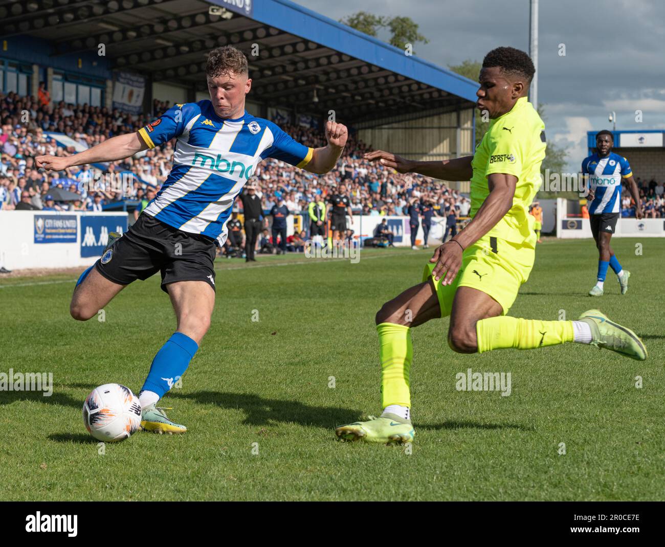 Deva Stadium, Chester, Cheshire, England, 7th May 2023. Chester's Charlie Caton cuts inside to cross the ball, during Chester Football Club V Brackley Town Football Club, in the Vanarama National League North Semi-Final Play-Off Credit Image: ©Cody Froggatt Alamy live news) Stock Photo