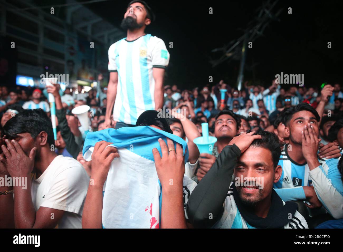 Crazy Argentina football fans of Bangladesh watching Argentina and