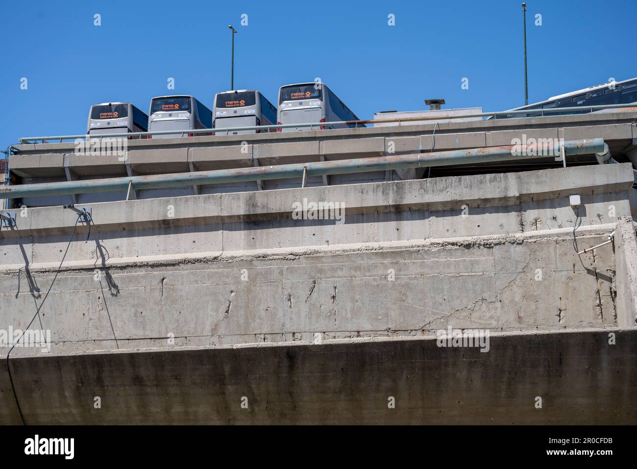 The Tel Aviv Central Bus station A concrete monster in the middle of Neve Shaanan neighbourhood in South Tel Aviv Stock Photo