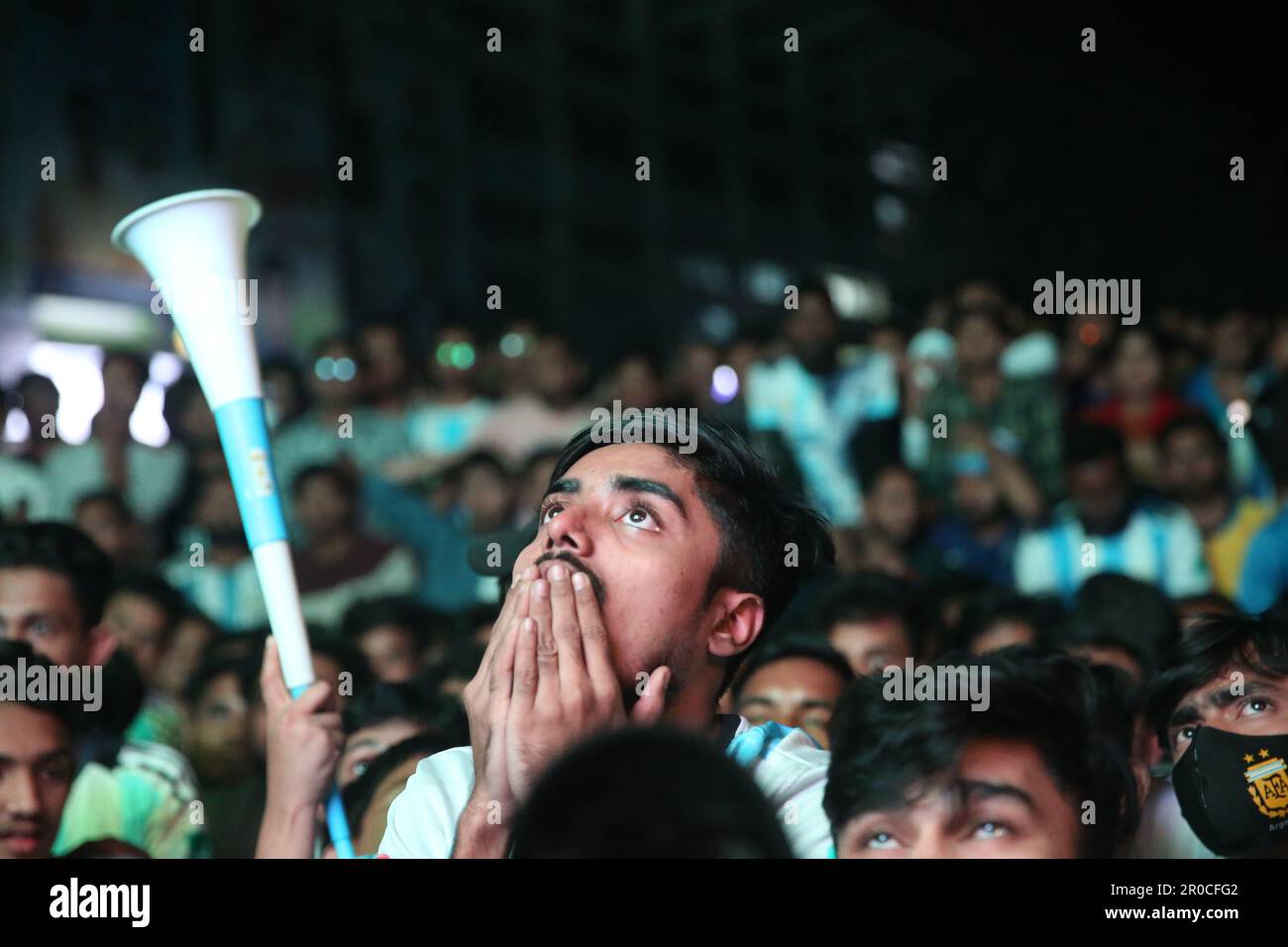 Crazy Argentina football fans of Bangladesh watching Argentina and