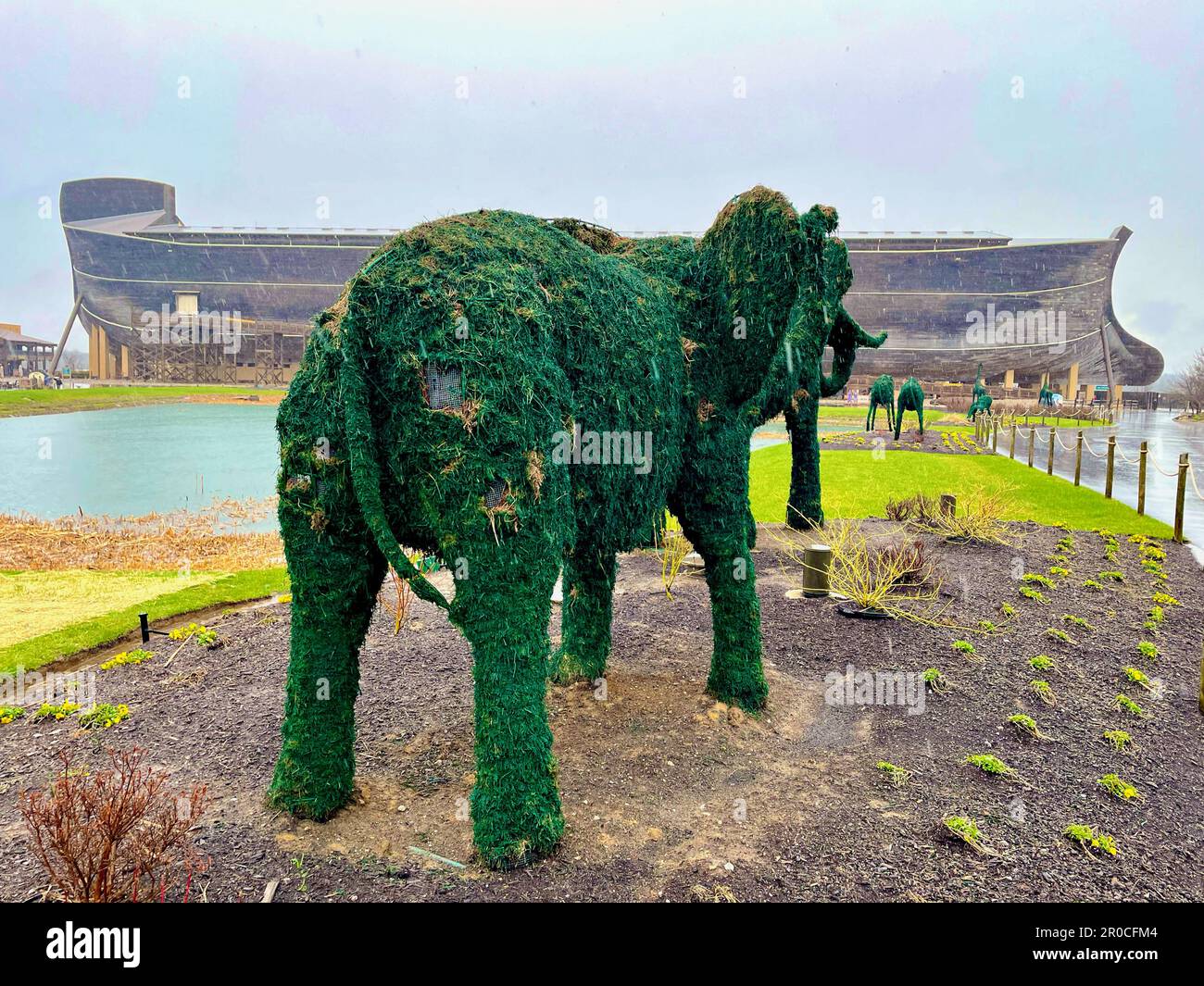 Topiary at the 'Ark Encounter', a popular tourist attraction in Williamson, Kentucky (USA) centered on the story of Noah and Biblical creationism. Stock Photo