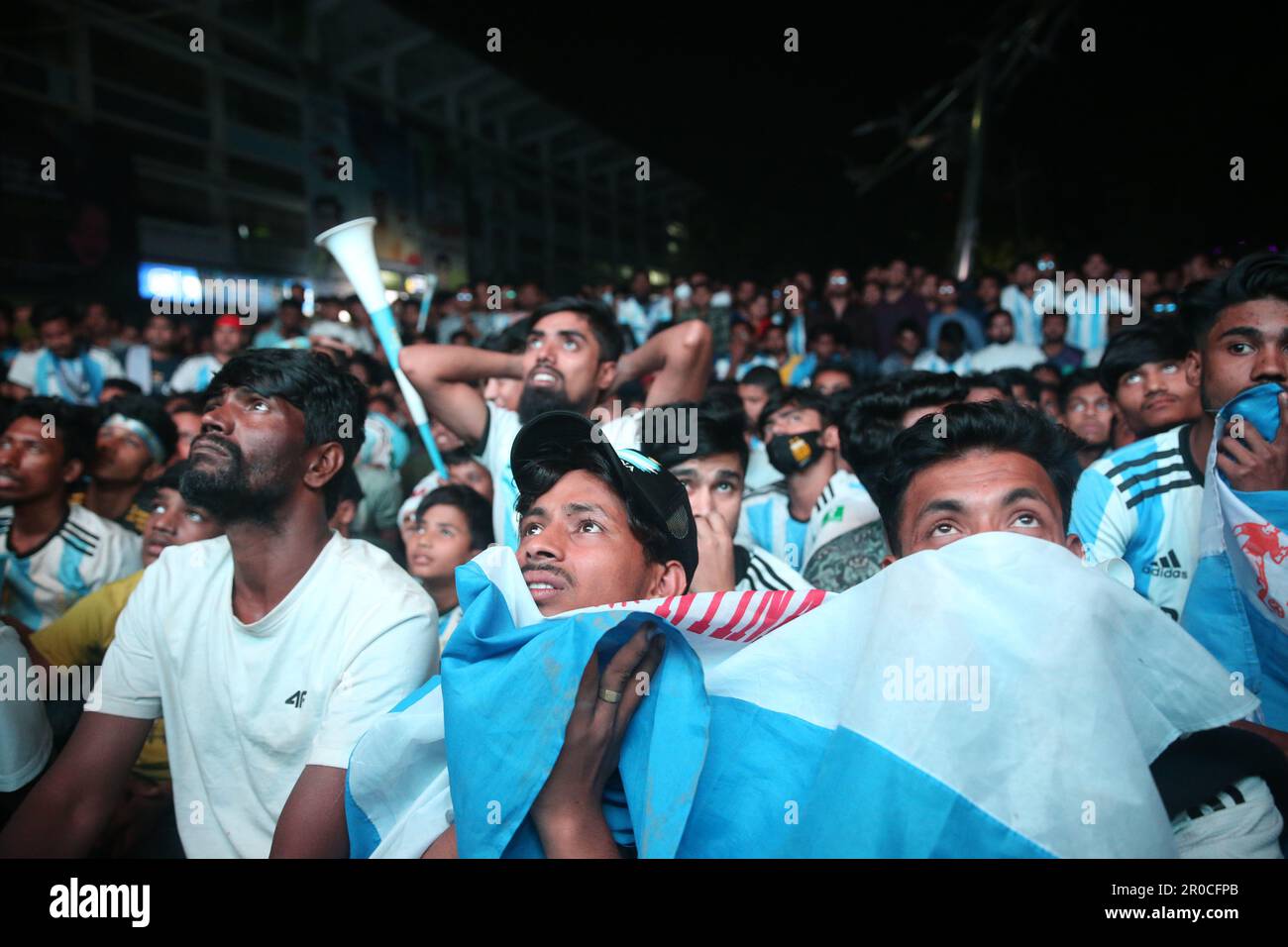 Crazy Argentina football fans of Bangladesh watching Argentina and