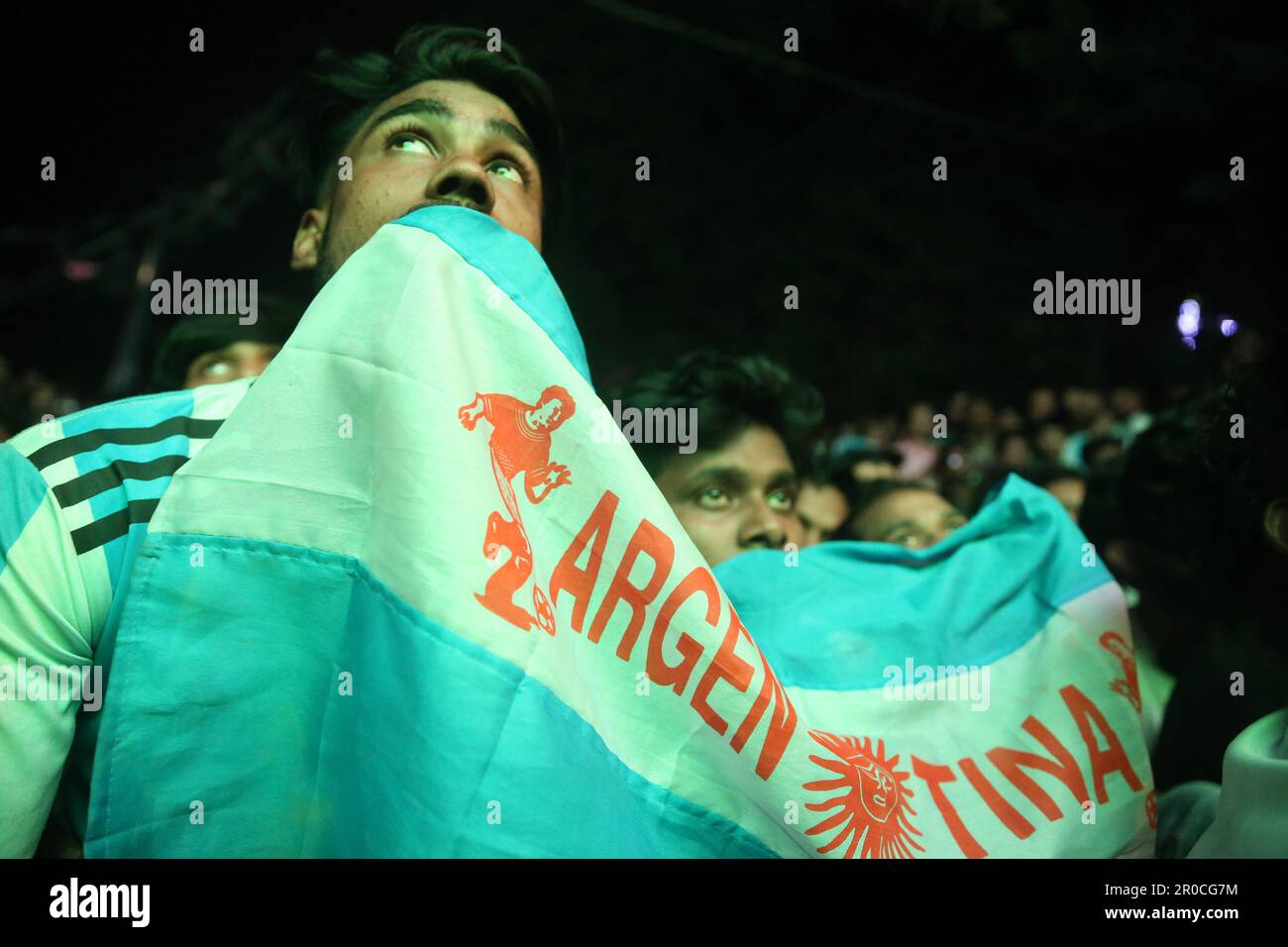 Crazy Argentina football fans of Bangladesh watching Argentina and