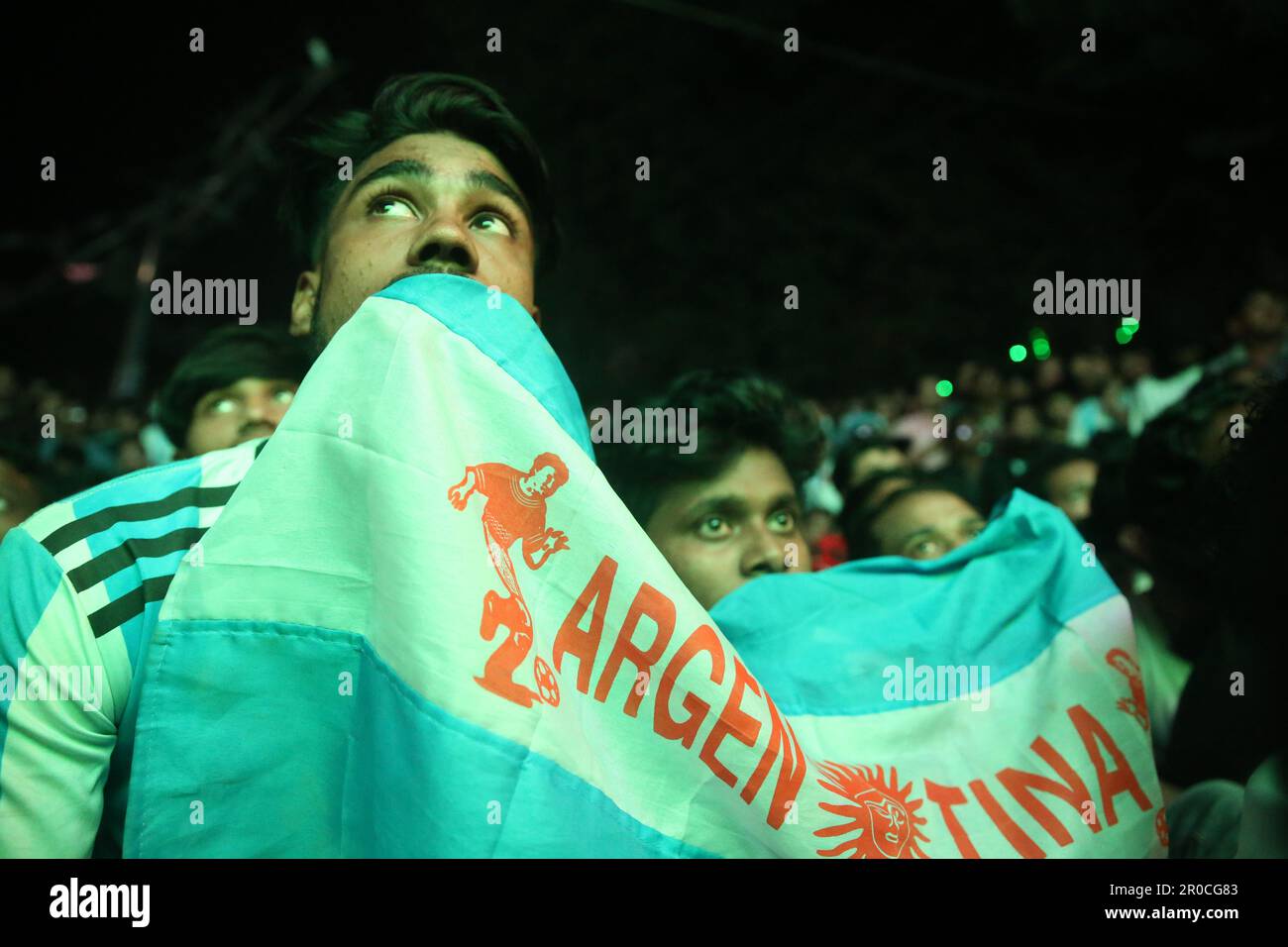 Crazy Argentina football fans of Bangladesh watching Argentina and