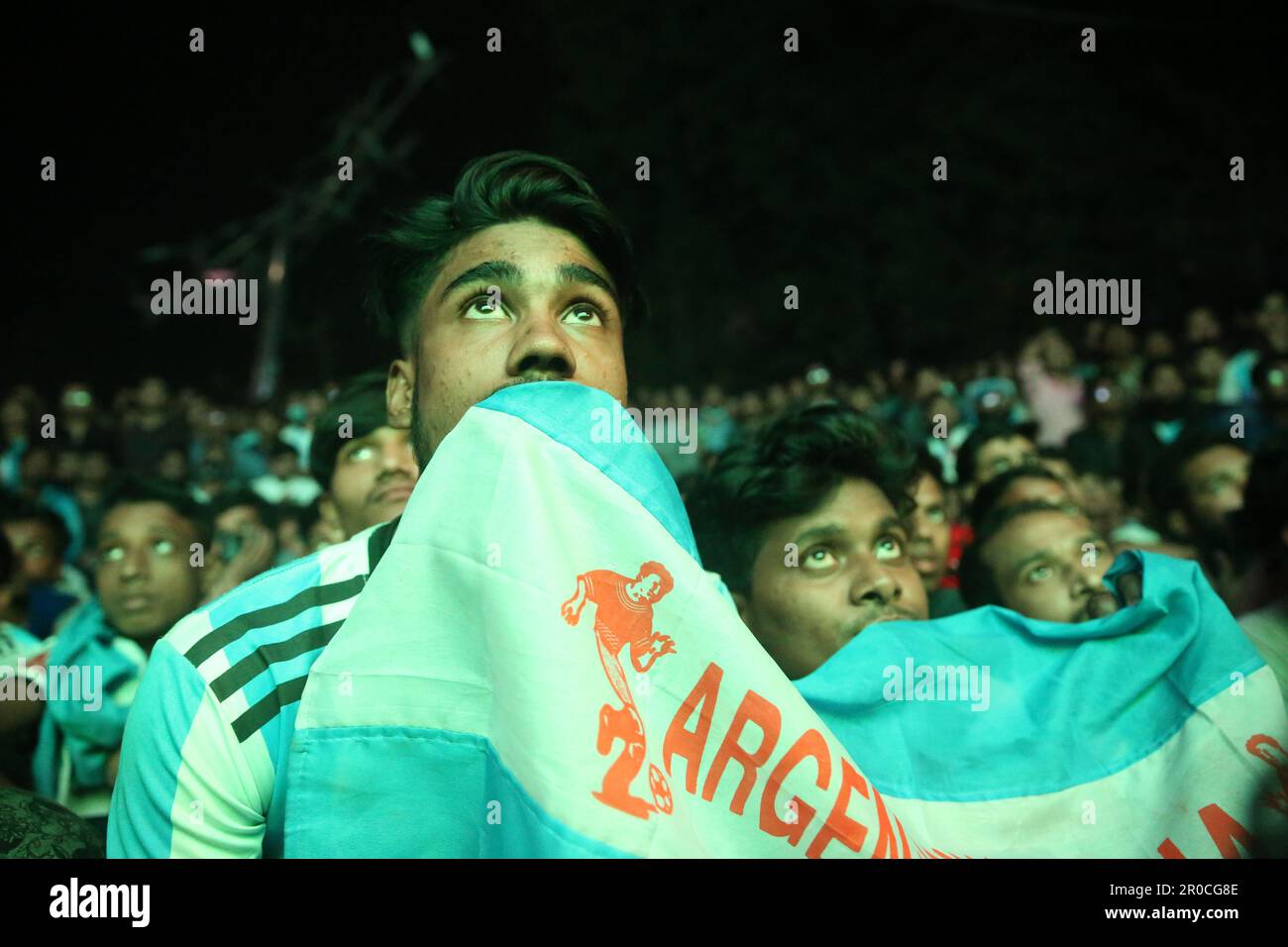 Crazy Argentina football fans of Bangladesh watching Argentina and