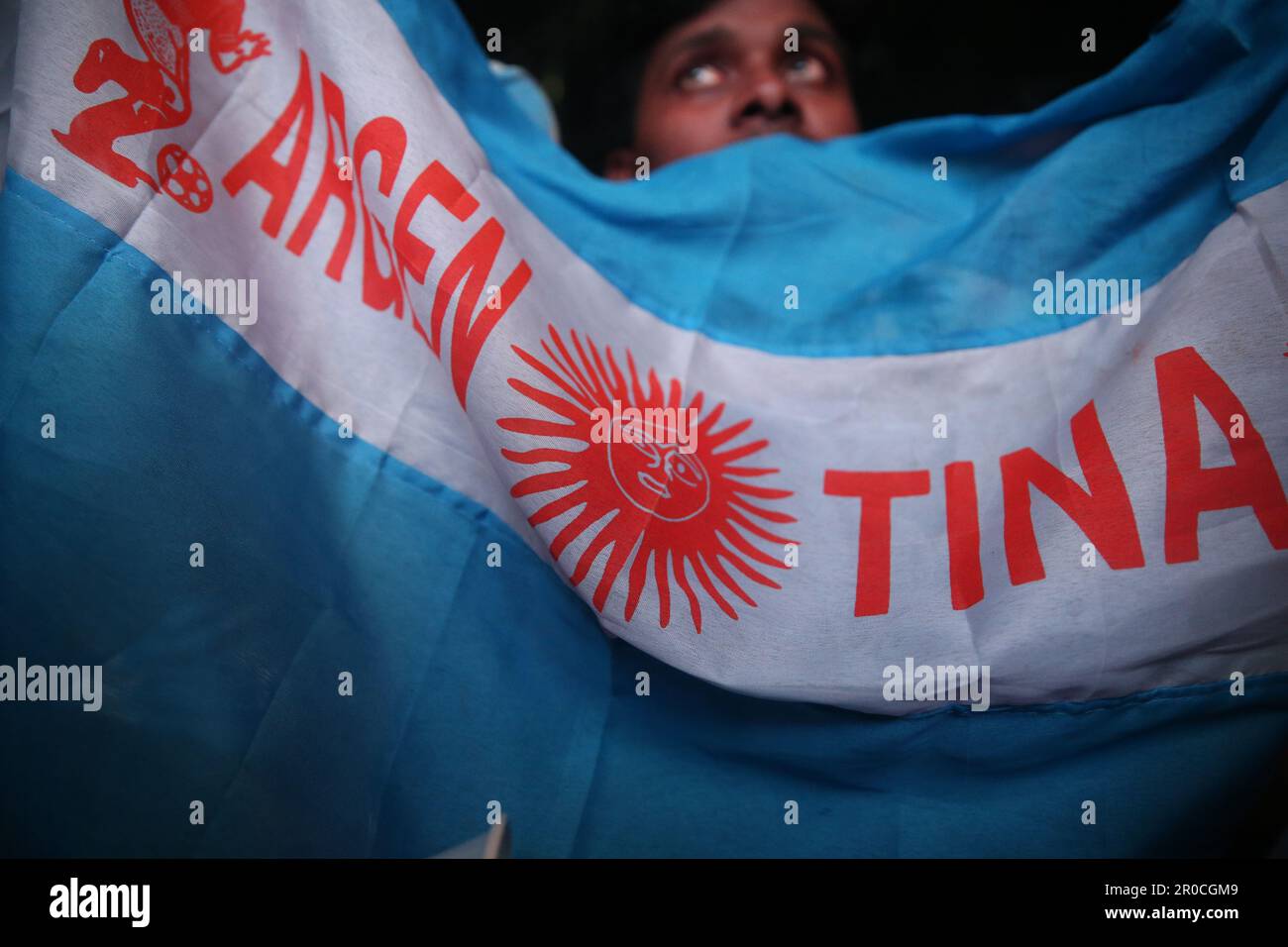 Crazy Argentina football fans of Bangladesh watching Argentina and