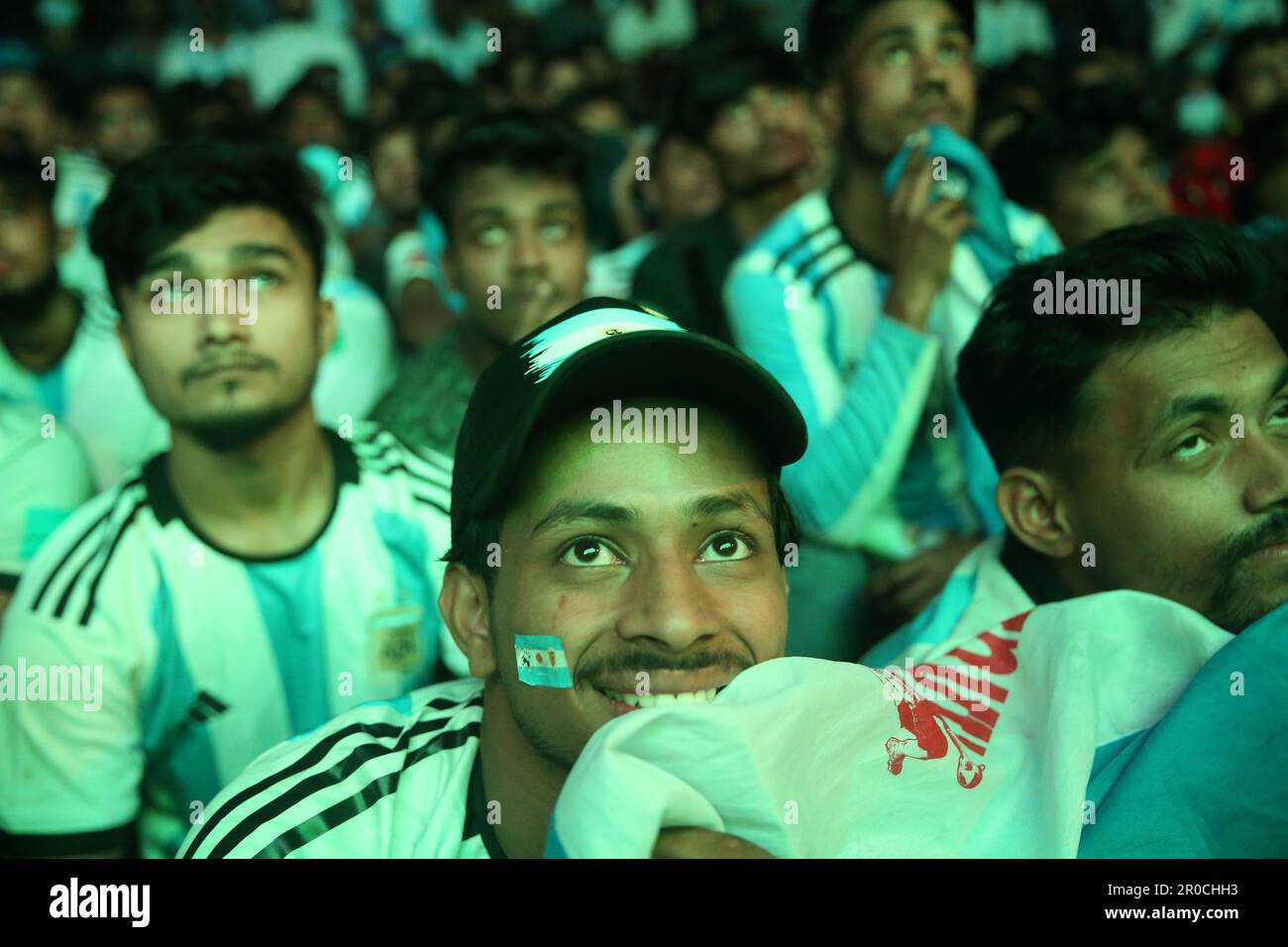 Crazy Argentina football fans of Bangladesh watching Argentina and