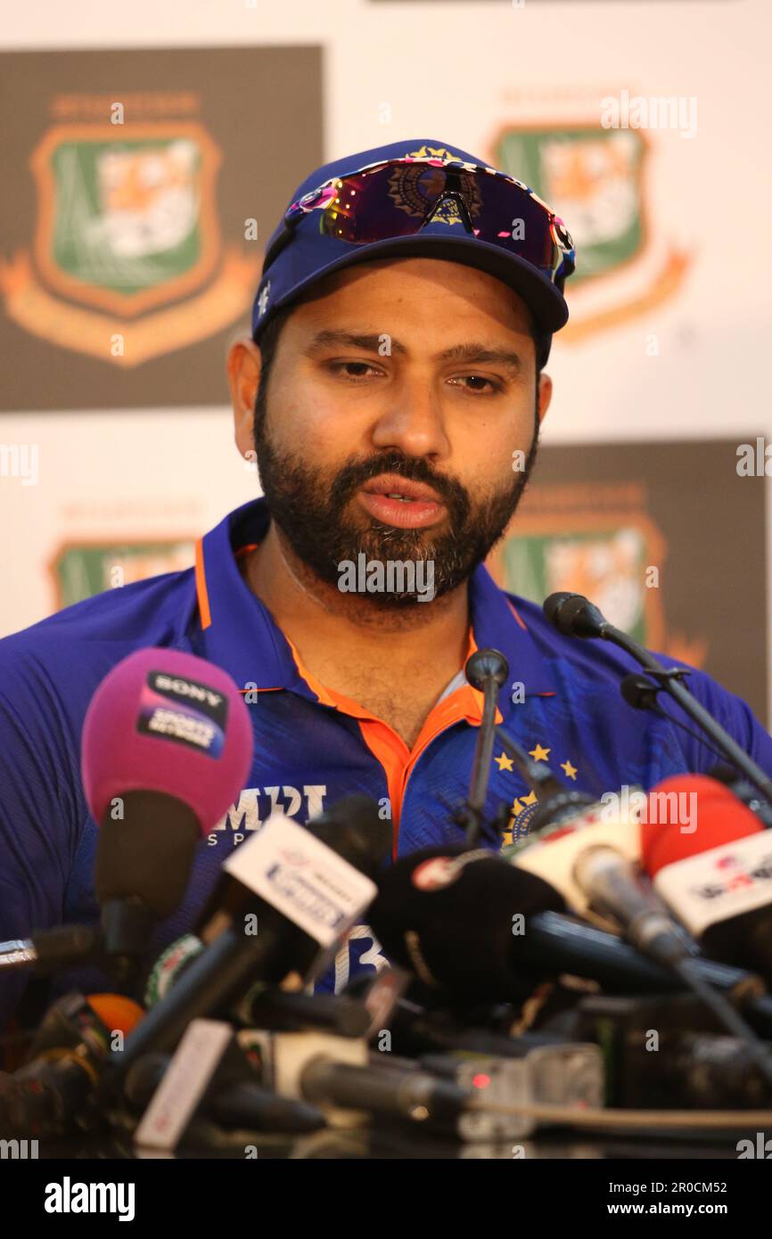 Indian One Day International Team Captain Rohit Sharma attends the pre ...