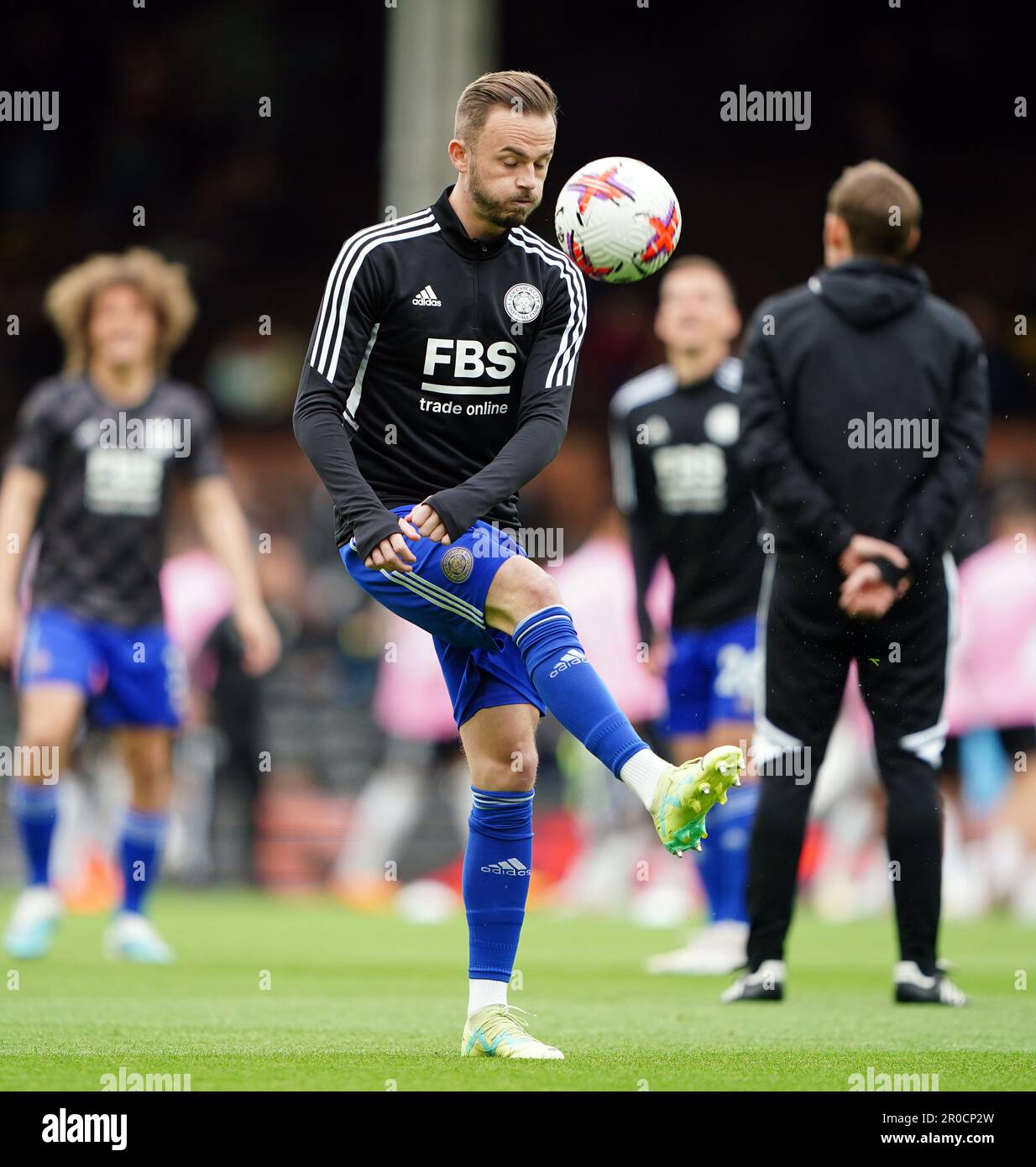 Leicester City's James Maddison warms up ahead of the Premier League 