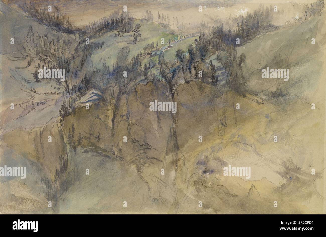 Alpine Scene, 1844-49. Artist: John Ruskin Stock Photo - Alamy