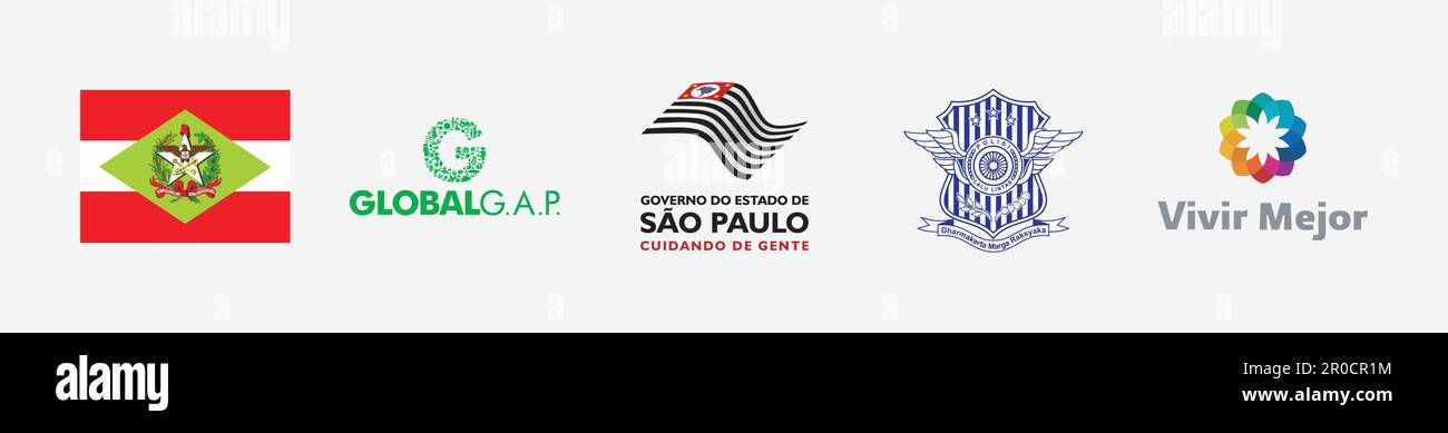 Governo do Estado de Santa Catarina-BR Logo, Vivir Mejor Logo, Governo Do Estado De Sao Paulo Logo, KORLANTAS Logo, GLOBAL G.A.P. Logo. Stock Vector
