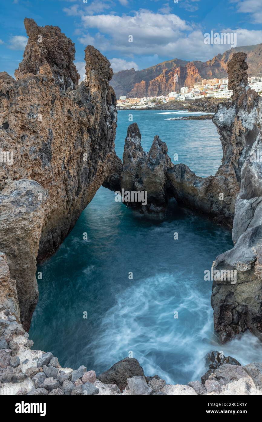 Cueva la Vaca, natural pool at the coast near La Arena, Tenerife, Spain Stock Photo