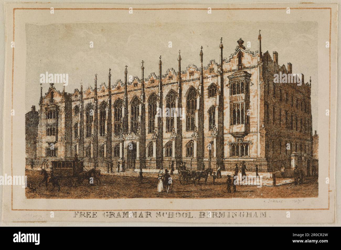 Engraving King Edward's Grammar School, Birmingham. Wilkinson