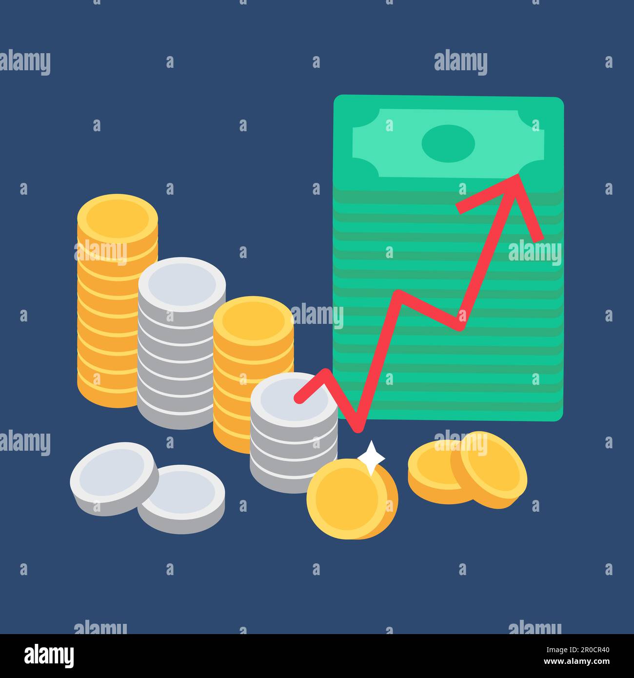 Money and coins. Commerce concept and store symbol. Vector Stock Vector