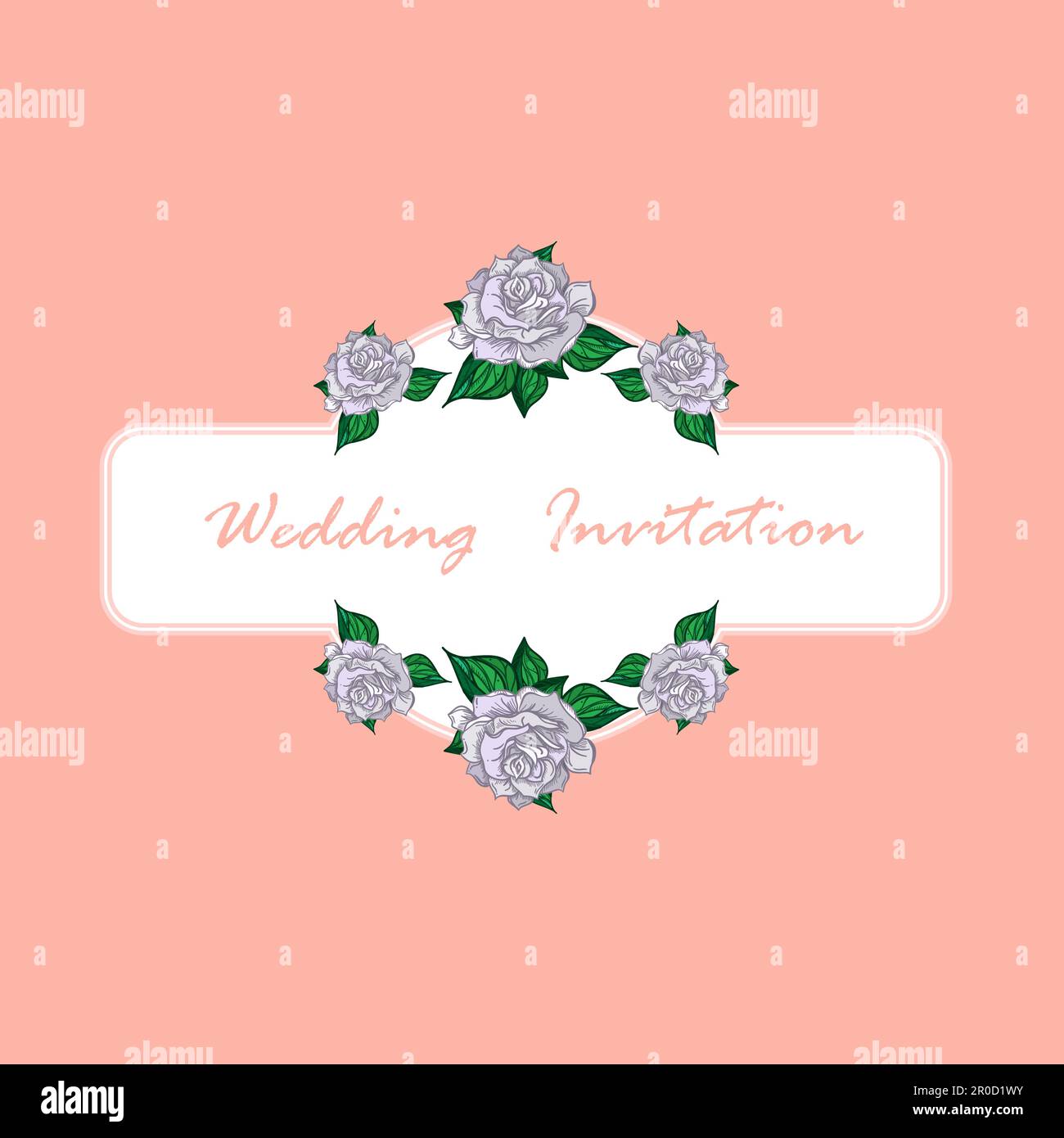 Hand Drawn Wedding Rose Banner. Flower Template for wedding, holiday ...