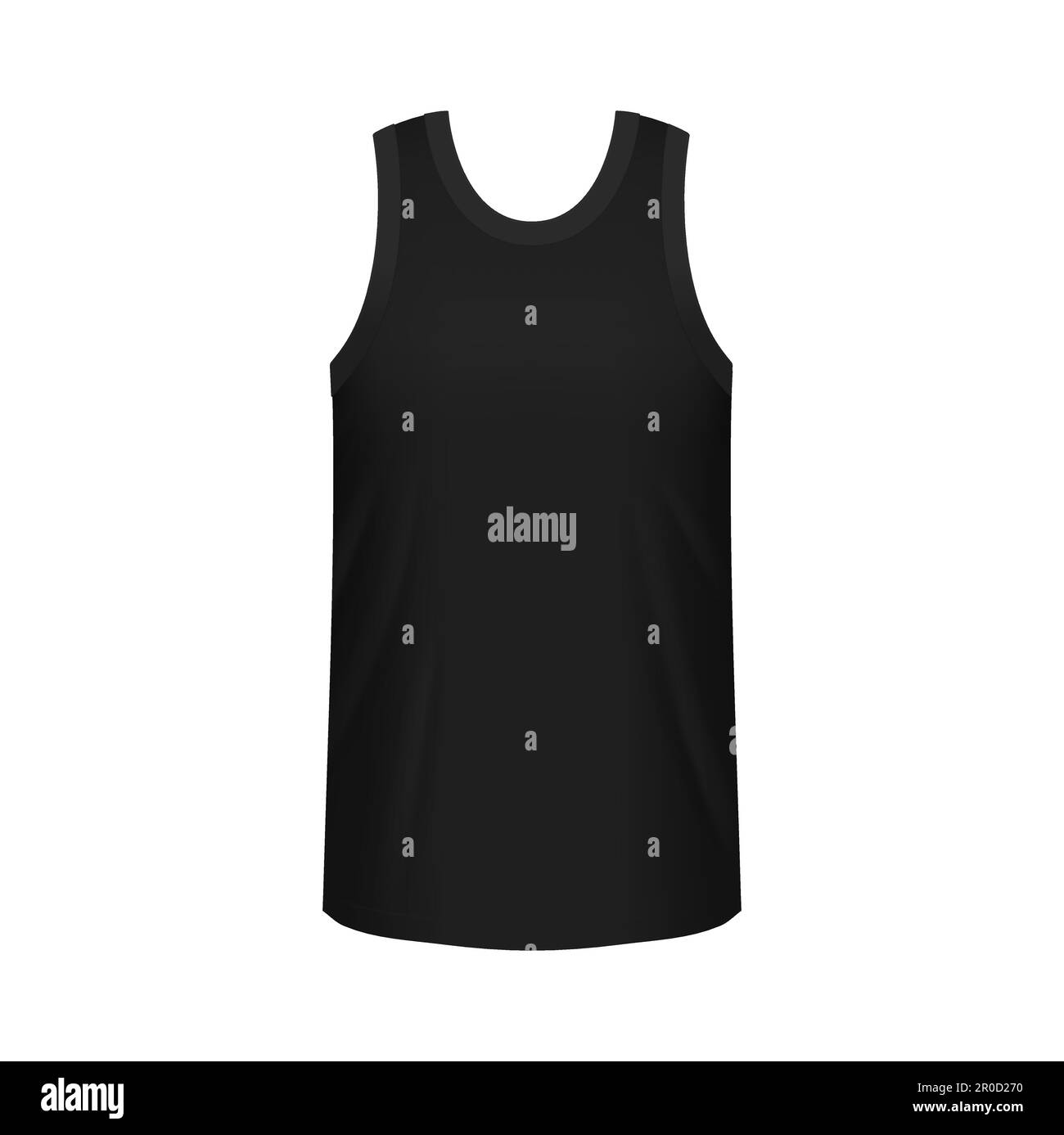 Realistic black male singlet mockup front view. Isolated vector 3d ...