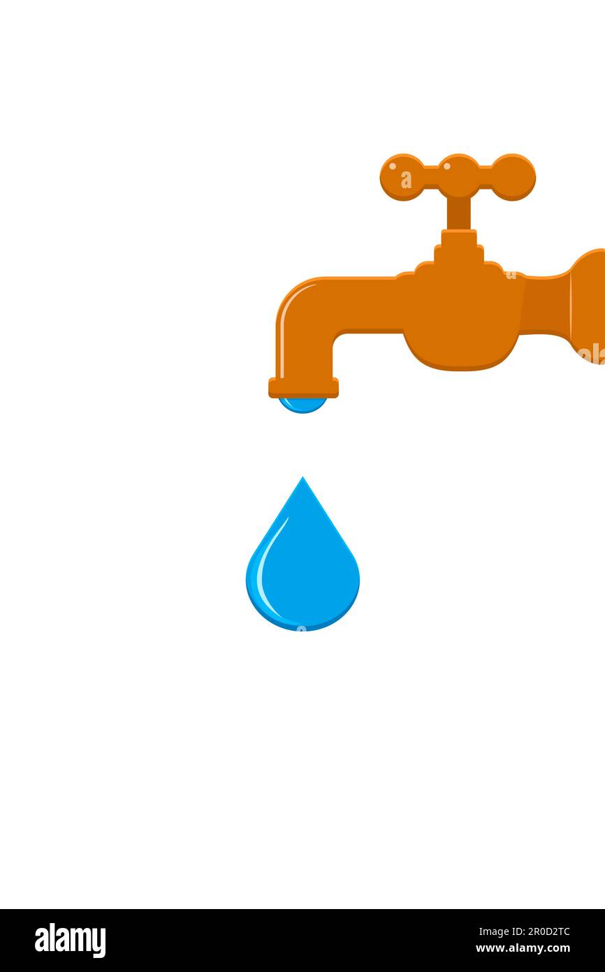 Water tap with falling drop icon symbol. Vector illustration Stock Vector