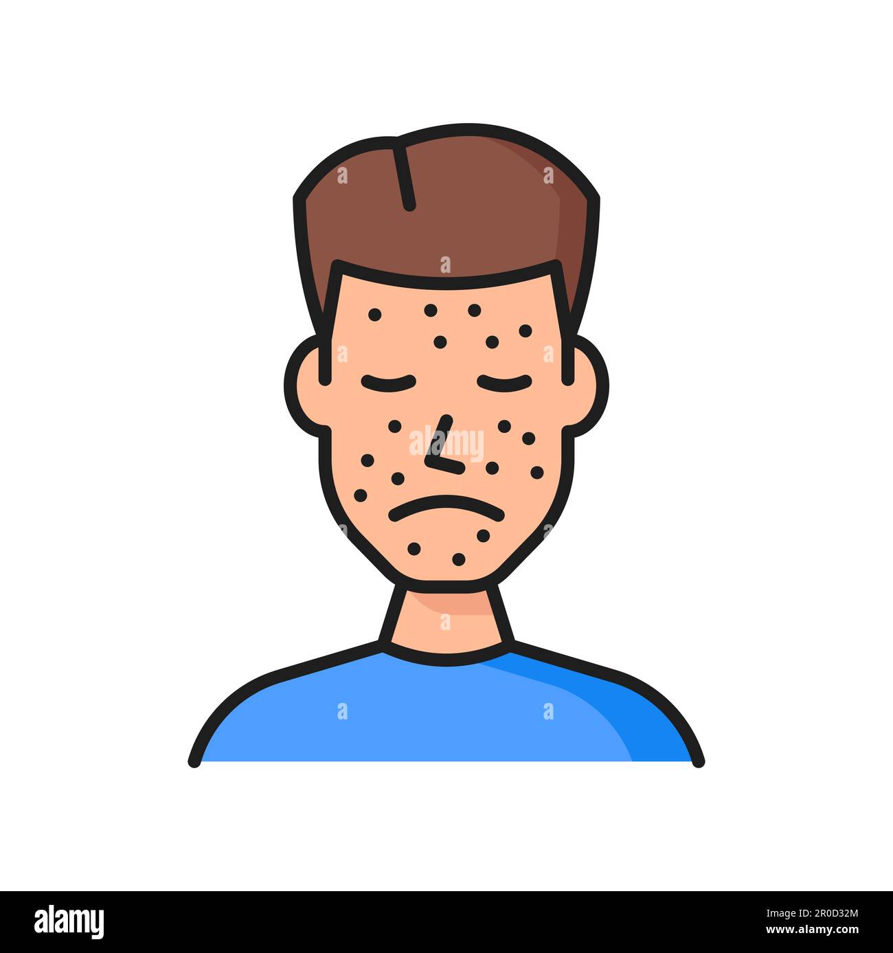 Allergy acne or urticaria color line icon. Allergic reaction