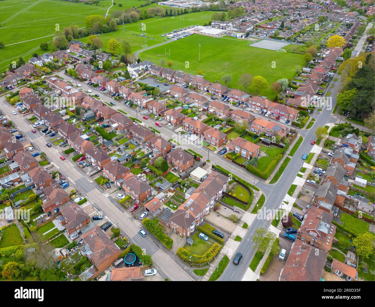 Aerial view of Holgate residential suburb of York, North Yorkshire